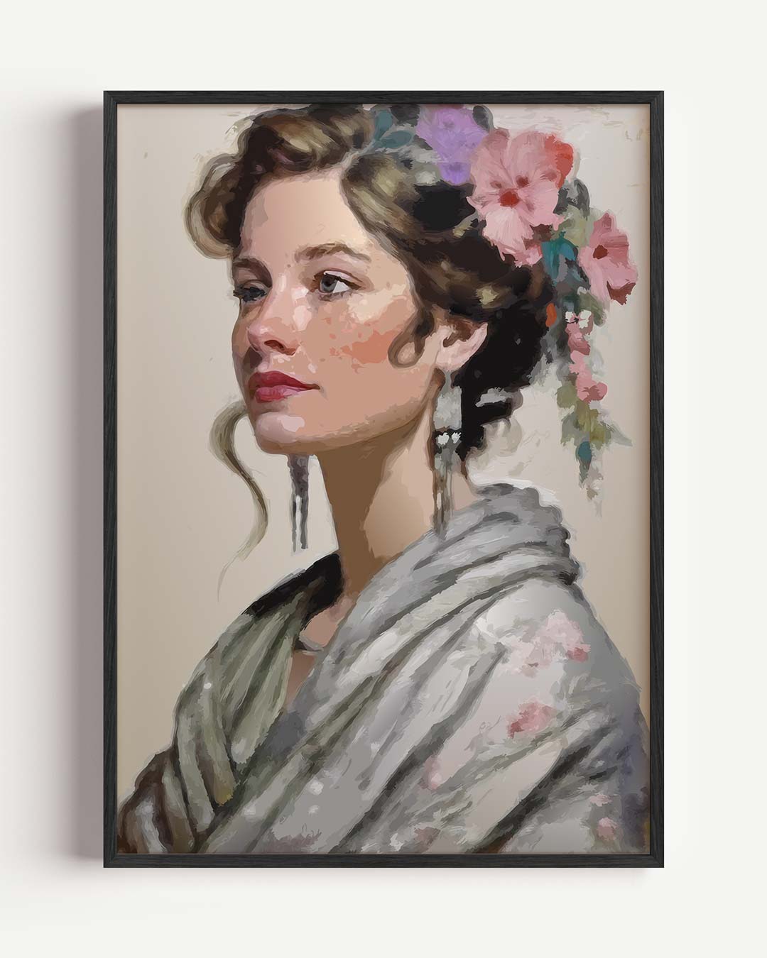 Vrouwelijke Elegantie In Bloemenpracht Poster-WallArtistic