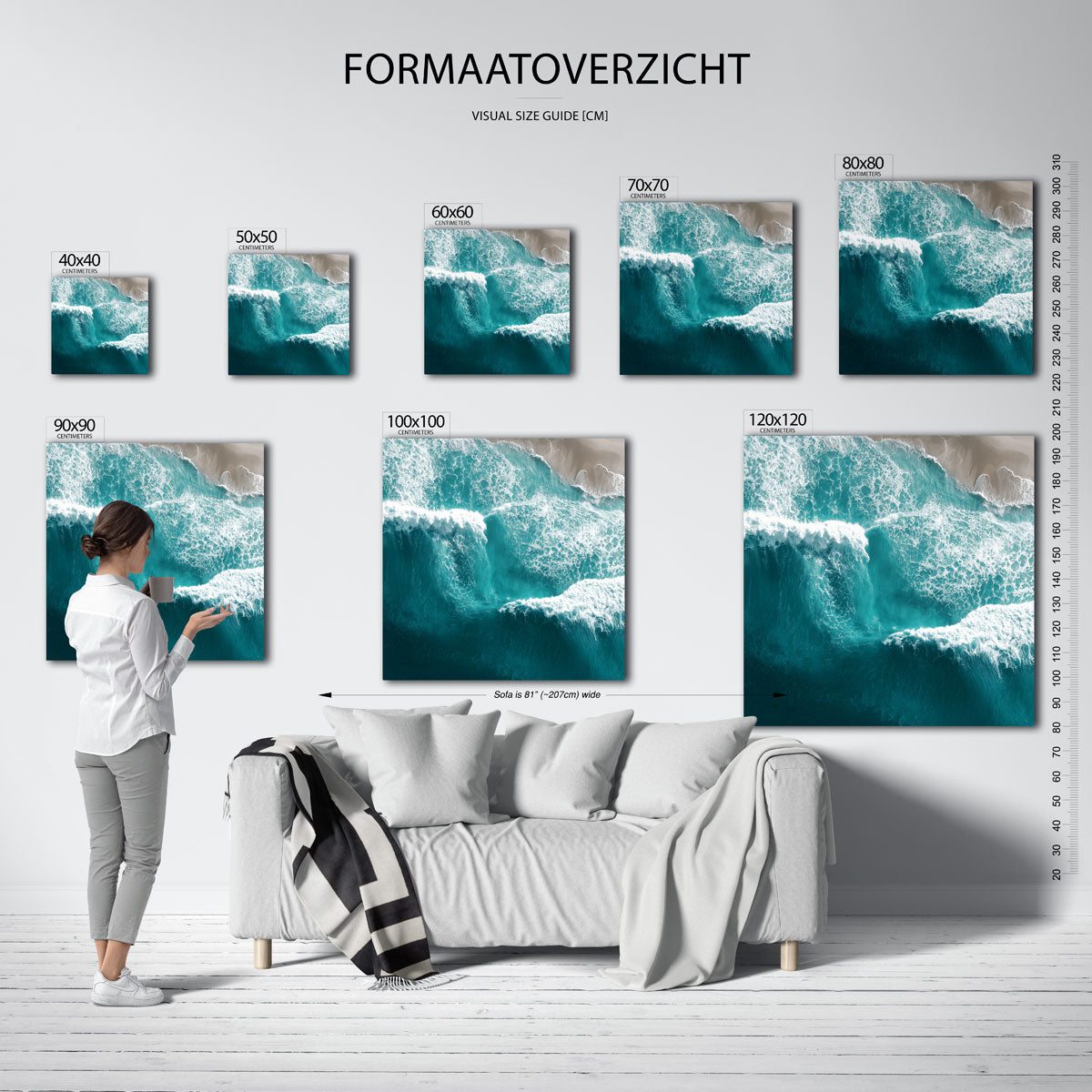 Golven en strand Poster