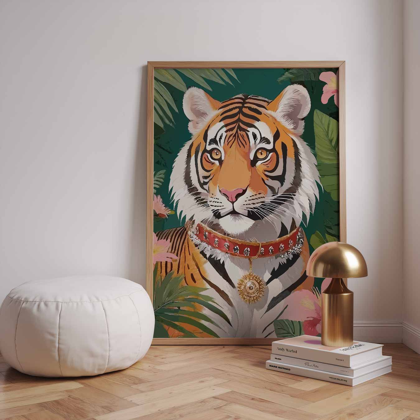 Elegante Tijger in Tropisch Paradijs Poster-WallArtistic