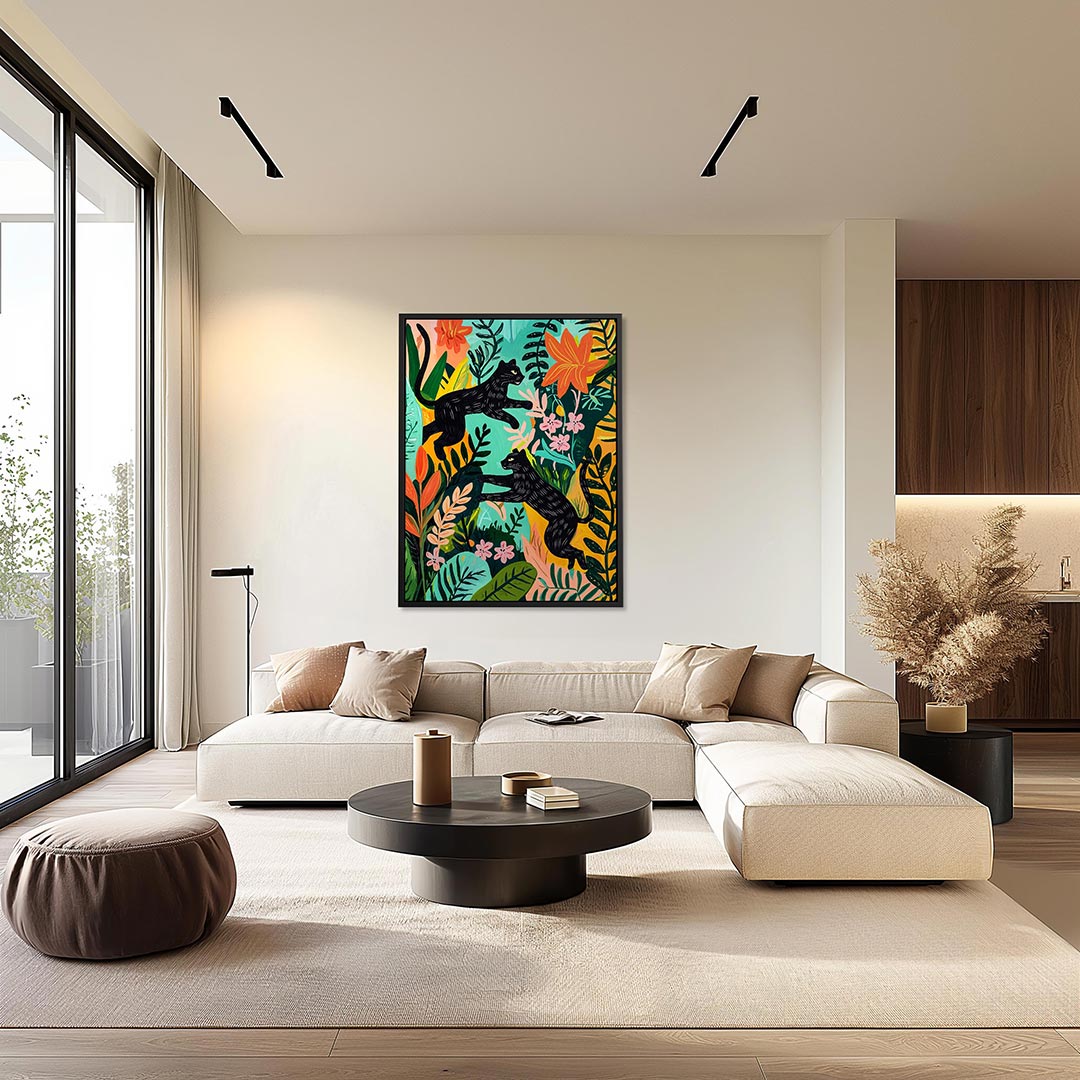 Speelse dieren in jungle Kunstwerk
