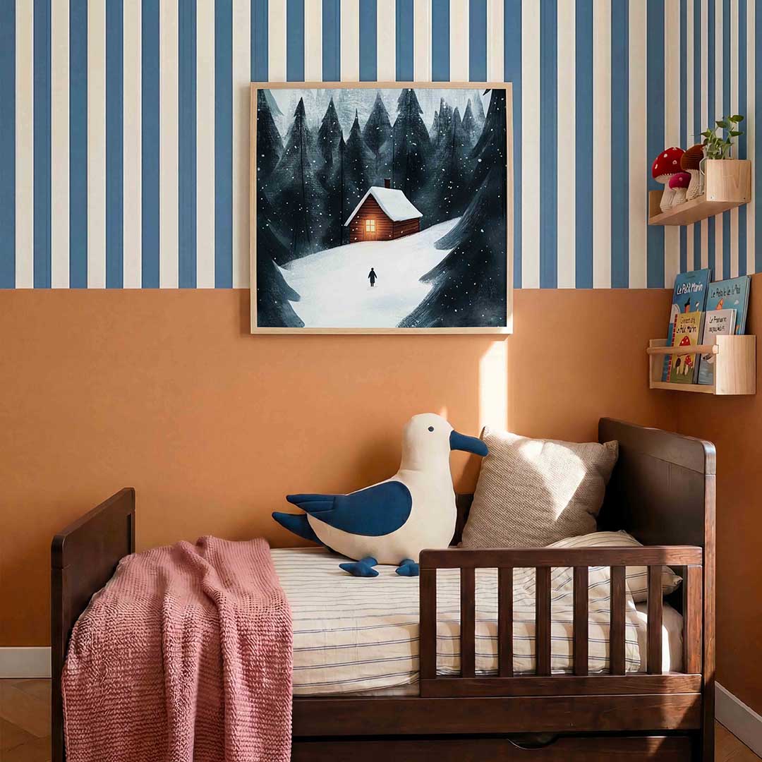 Winterlandschap met huisje Poster