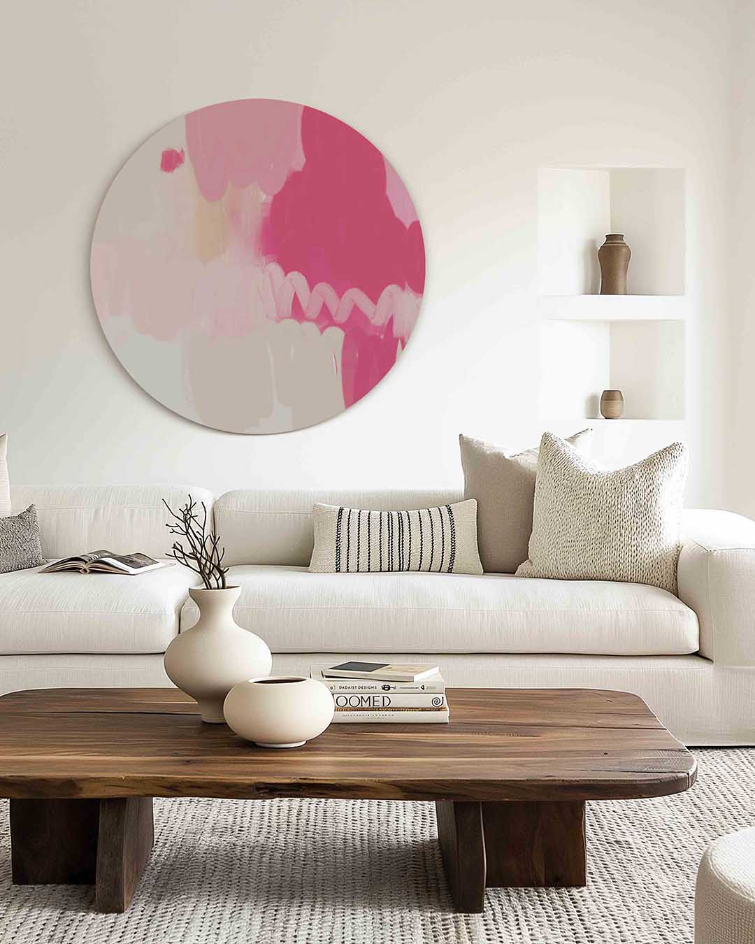Roze en beige vormen Muurcirkel