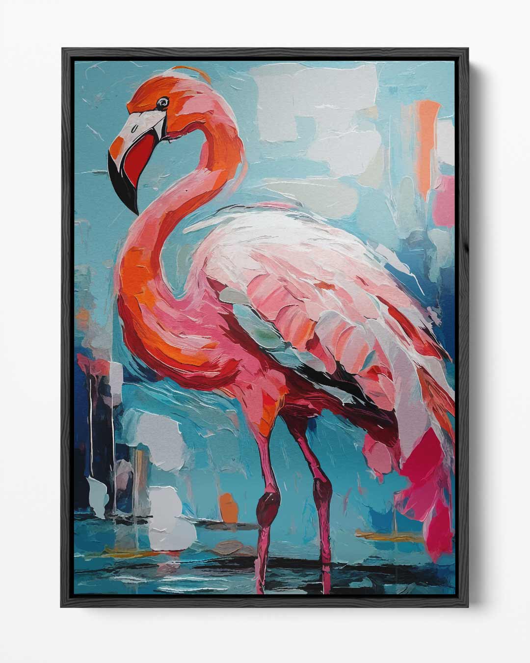 Flamingo in farbenfroher Umgebung (Kunstwerk)