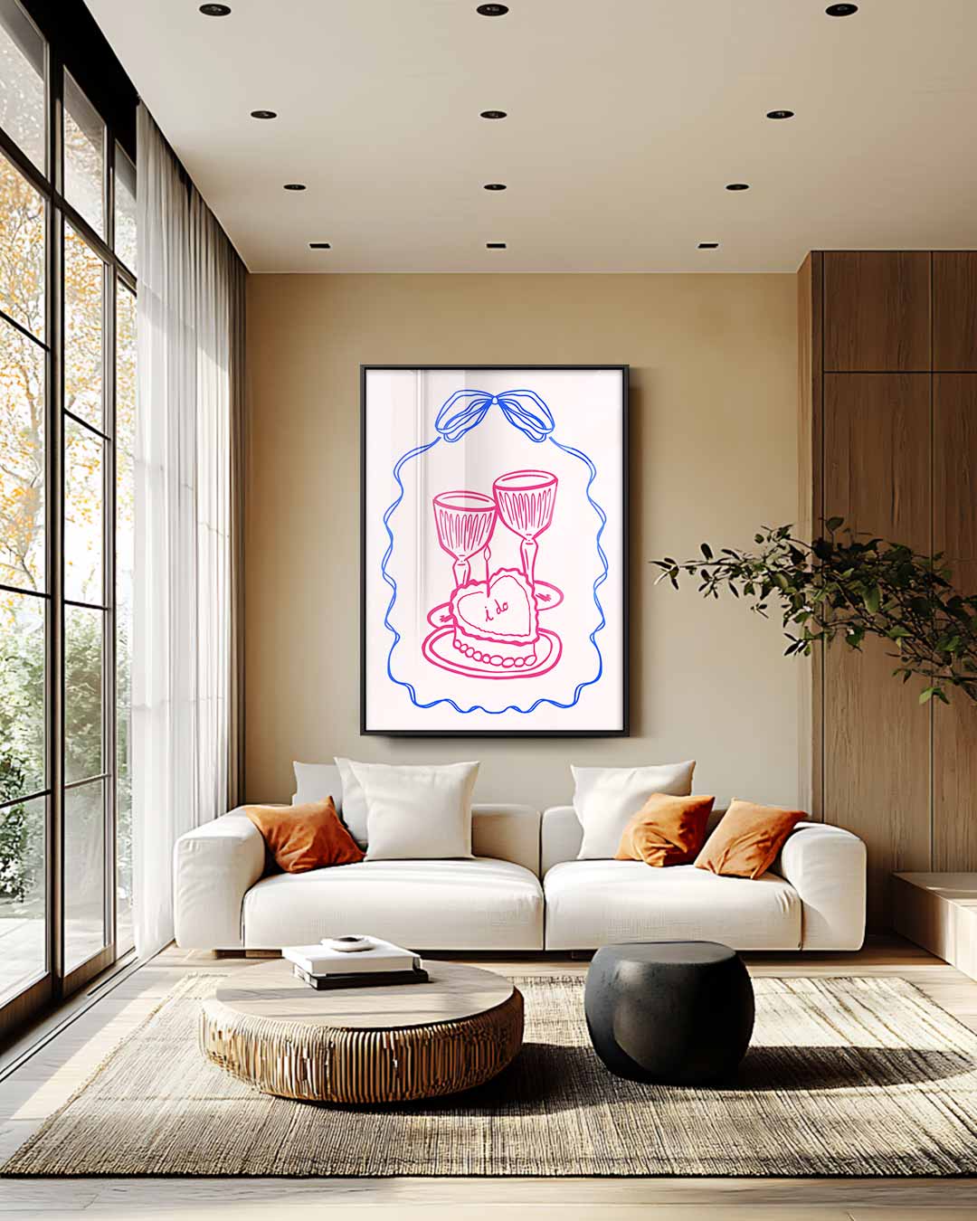 Romantische Toast Illustratie Kunstwerk-canvas-dibond-plexiglas-wanddecoratie-WallArtistic