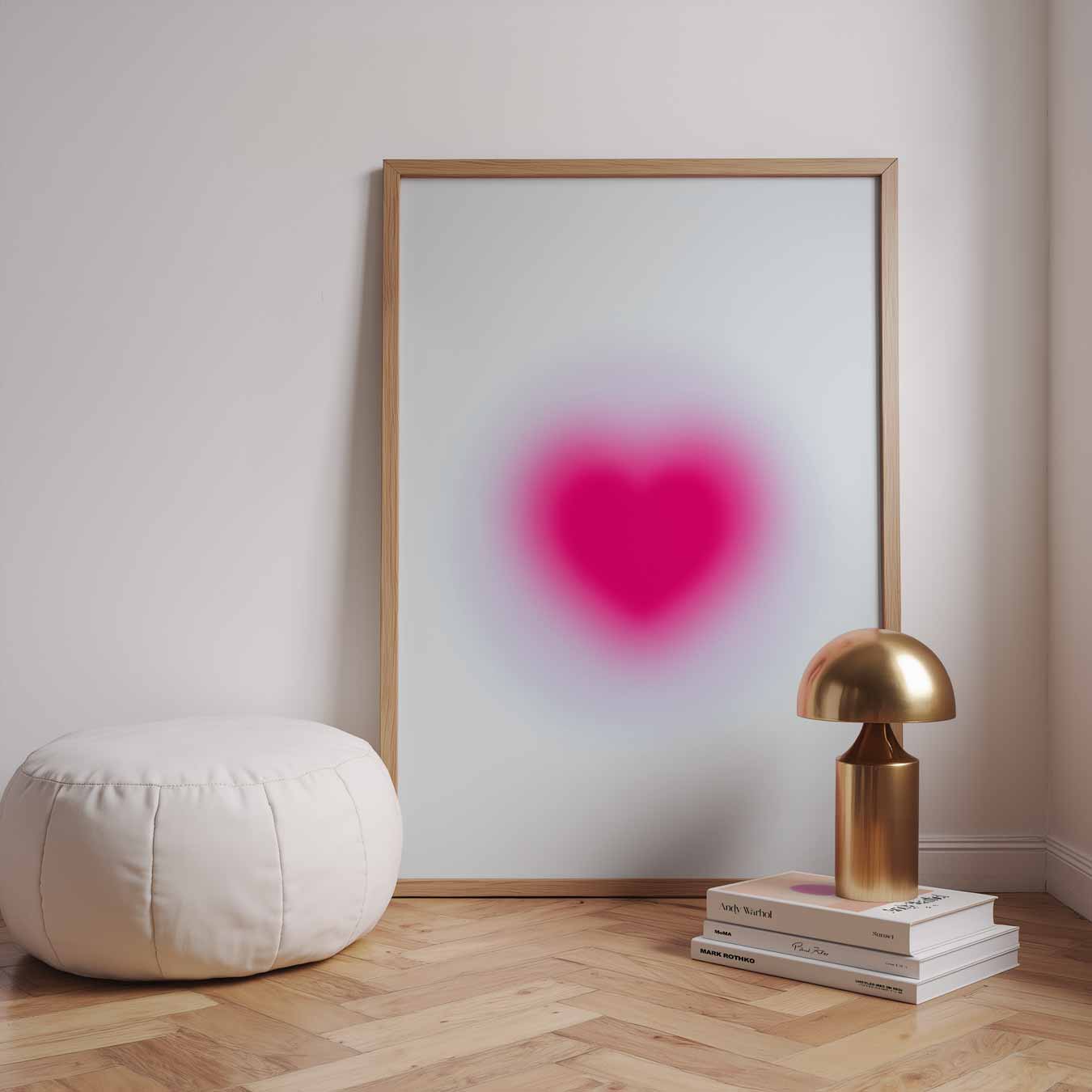 Zachtroze Hart Poster-WallArtistic