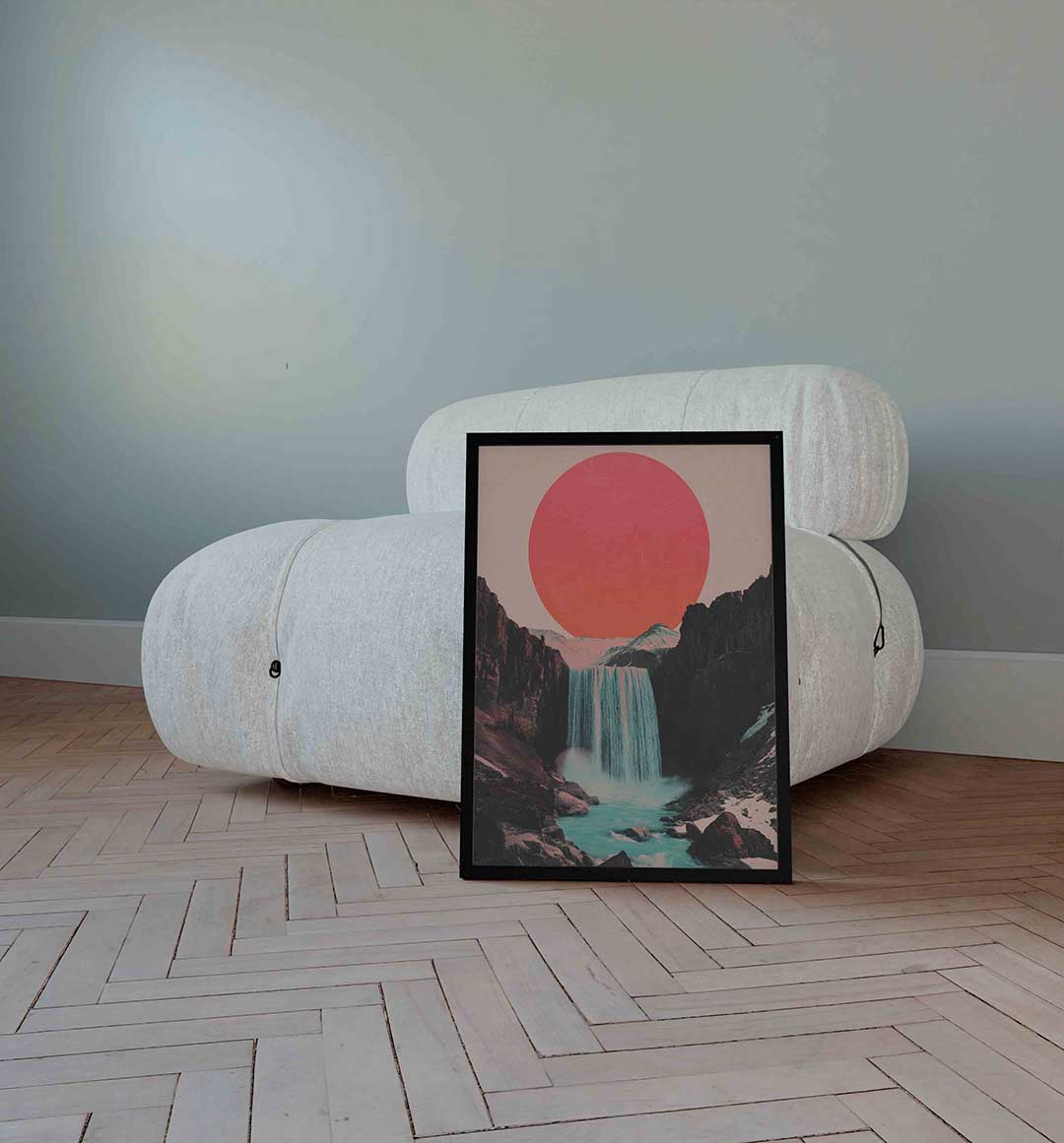 Waterval en zon Poster