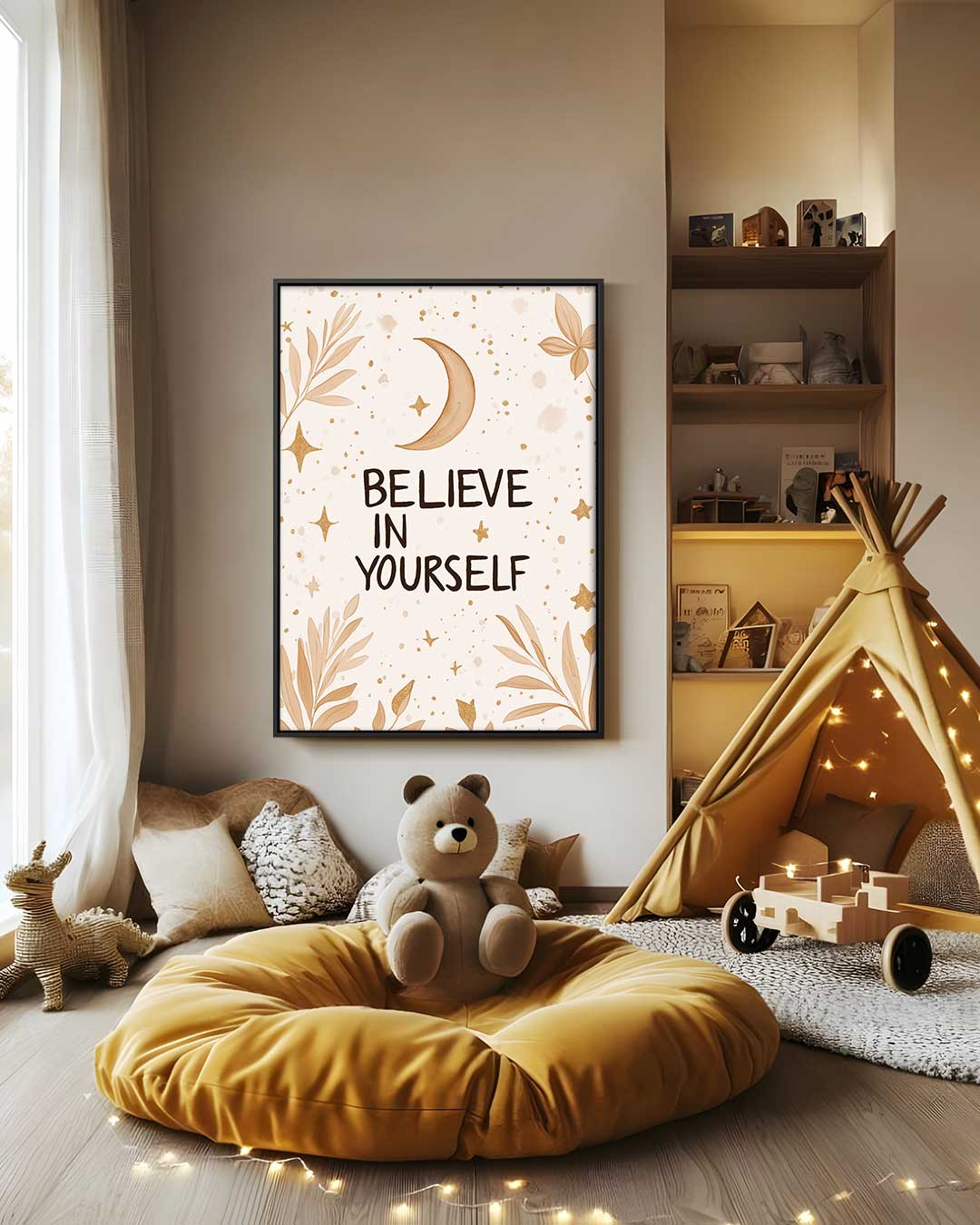 Motiverende Maan en Sterren Poster Kunstwerk-canvas-dibond-plexiglas-wanddecoratie-WallArtistic