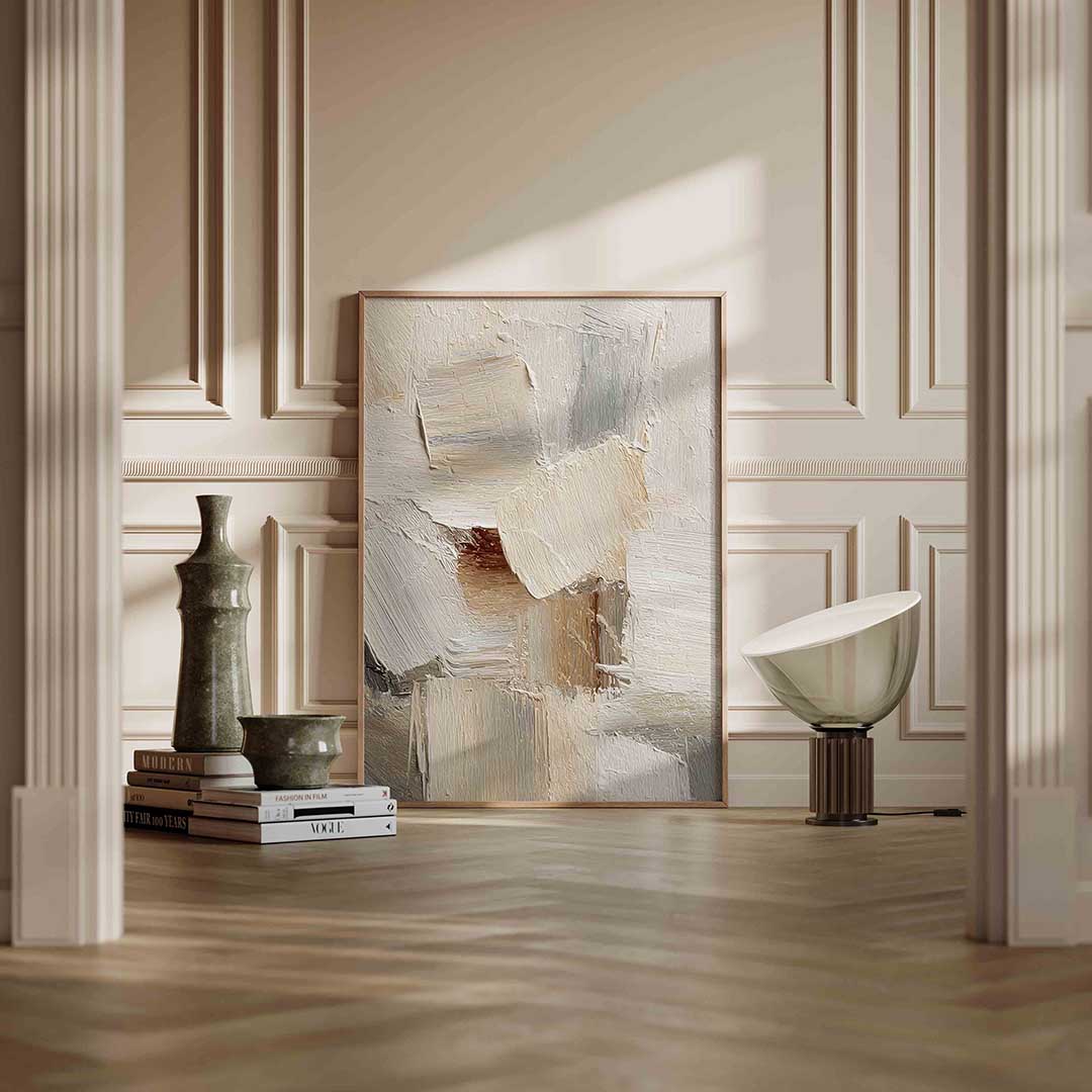 Abstracte beige en witte vormen Poster