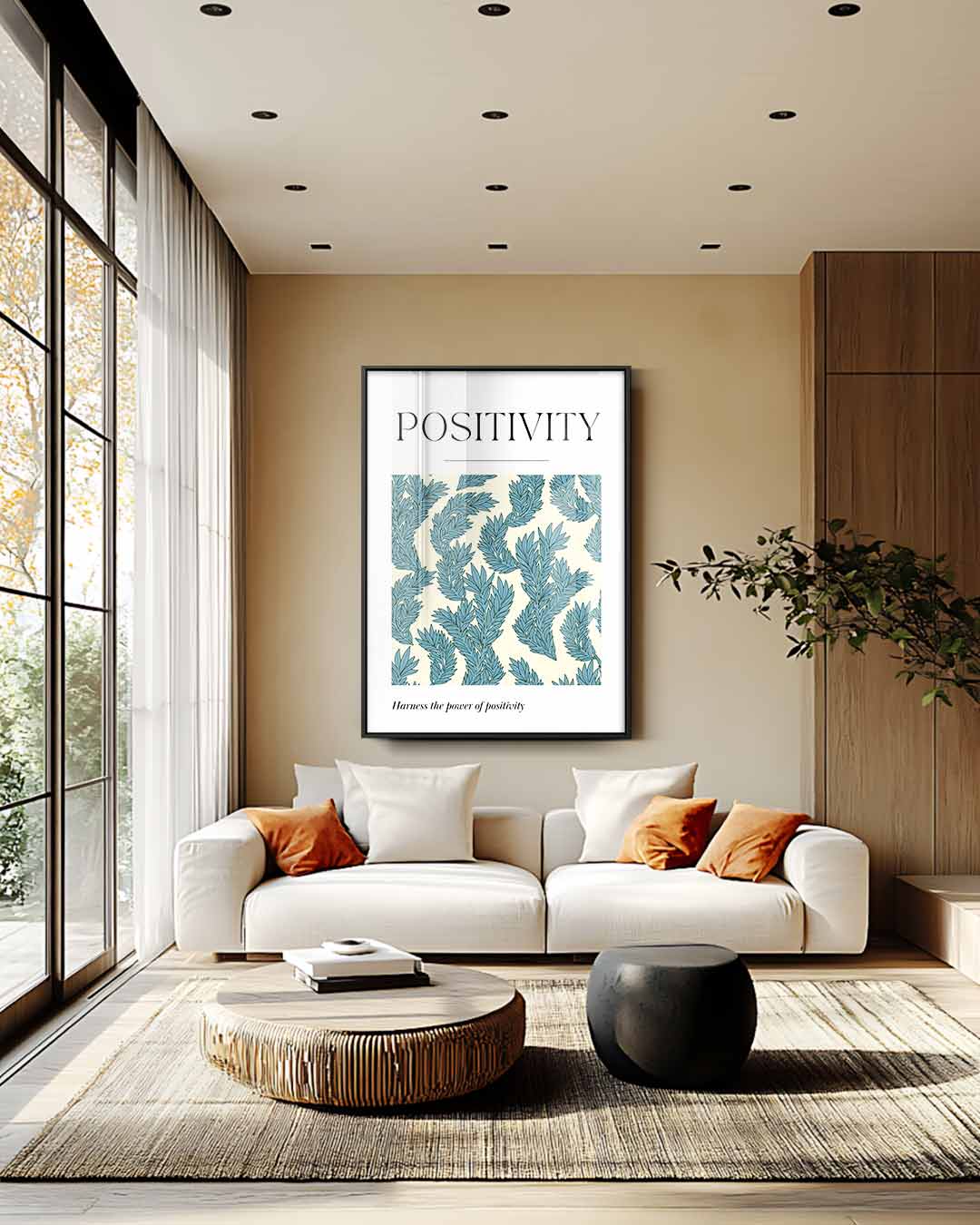 Positivity Bladeren Kunstwerk Kunstwerk-canvas-dibond-plexiglas-wanddecoratie-WallArtistic