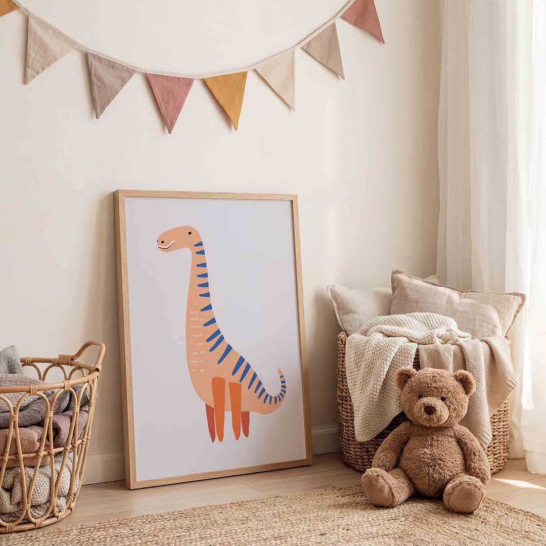 Dinosaurus met blauwe strepen Poster