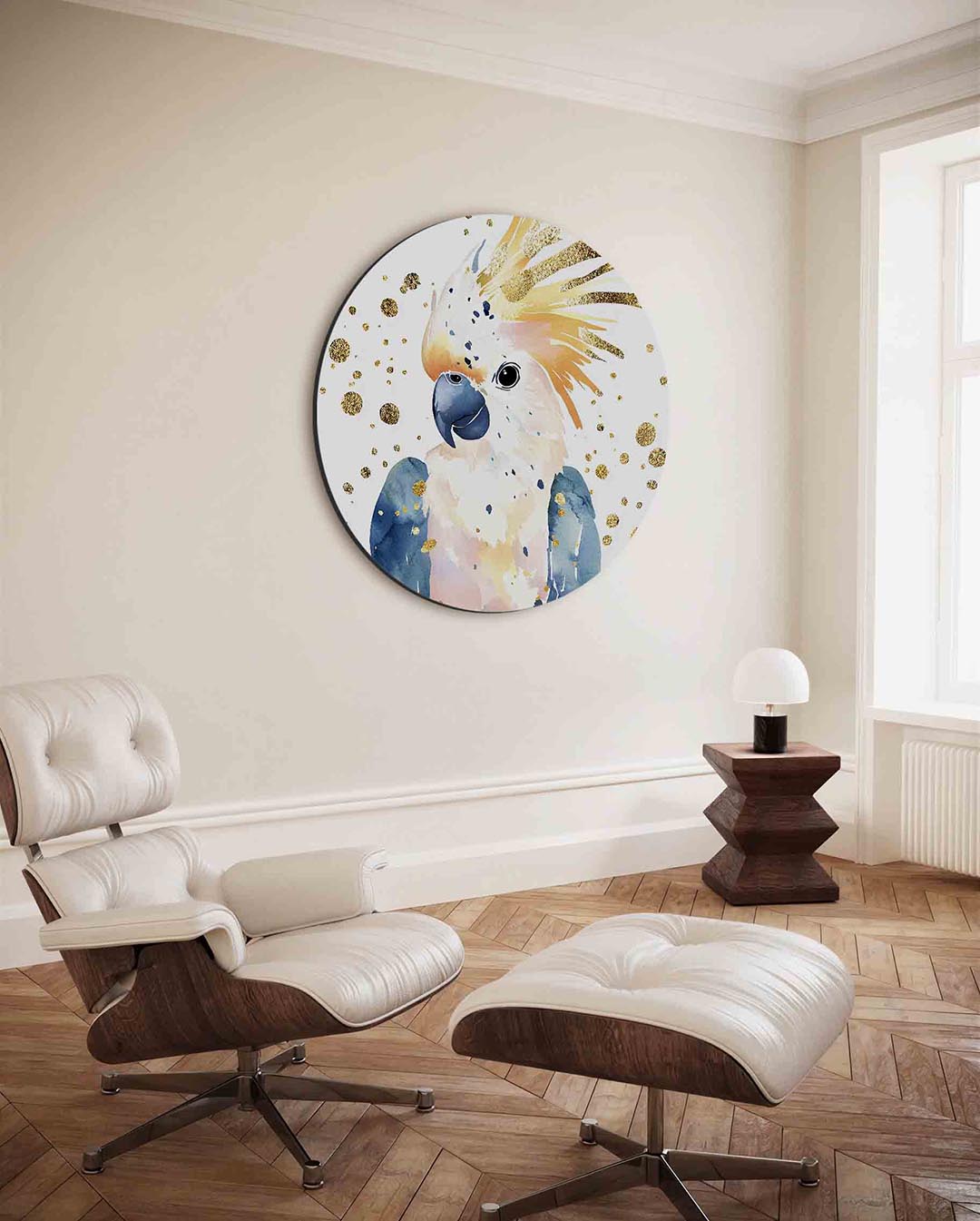 Papegaai met gouden accenten Muurcirkel