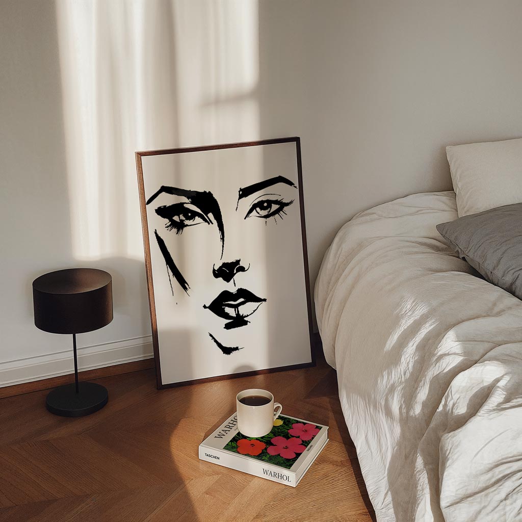 Elegante Vrouwengezicht Illustratie Poster-WallArtistic