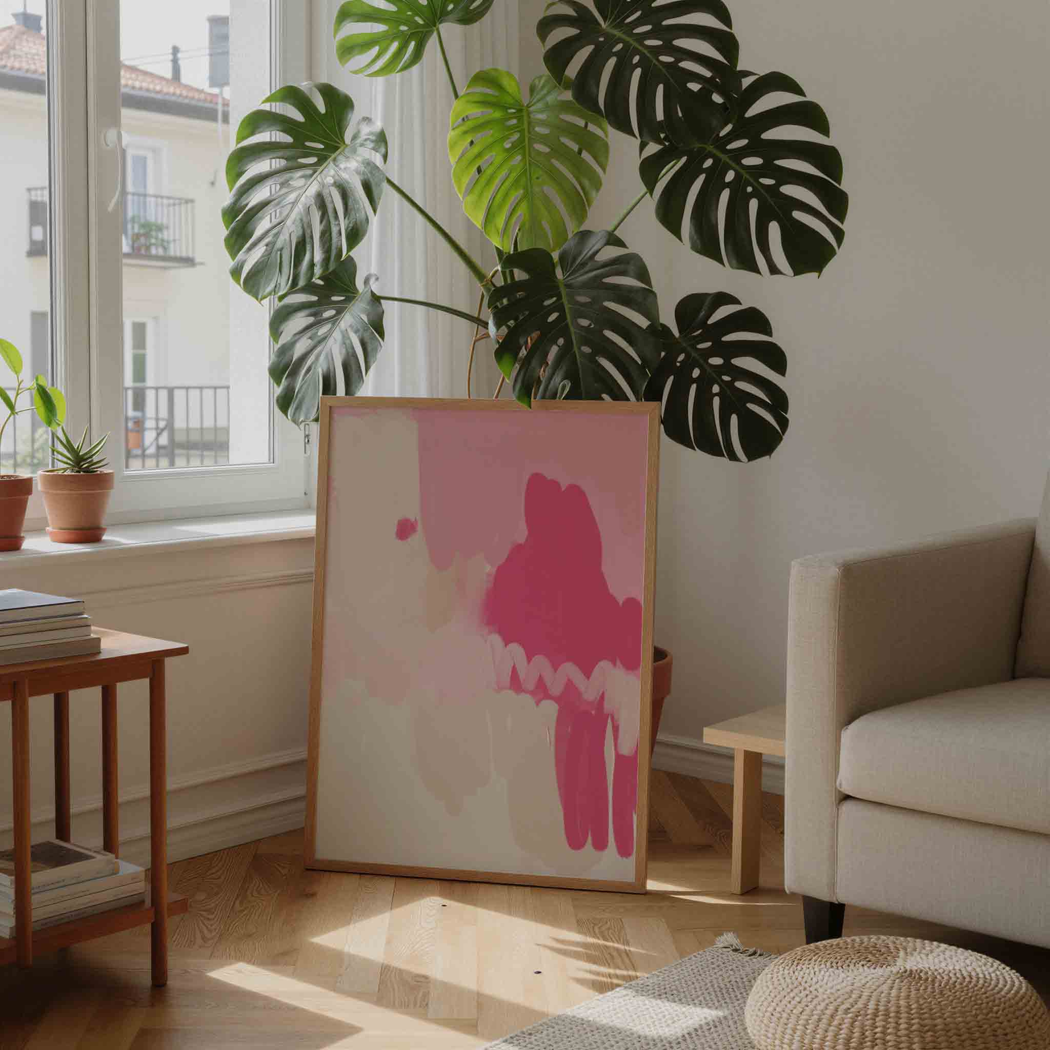 Roze abstracte vormen Poster
