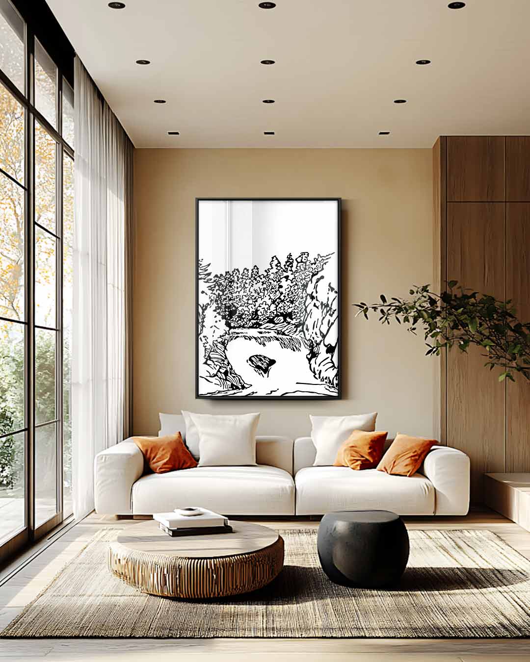 Zwart-wit Natuurlandschap Kunstwerk-canvas-dibond-plexiglas-wanddecoratie-WallArtistic
