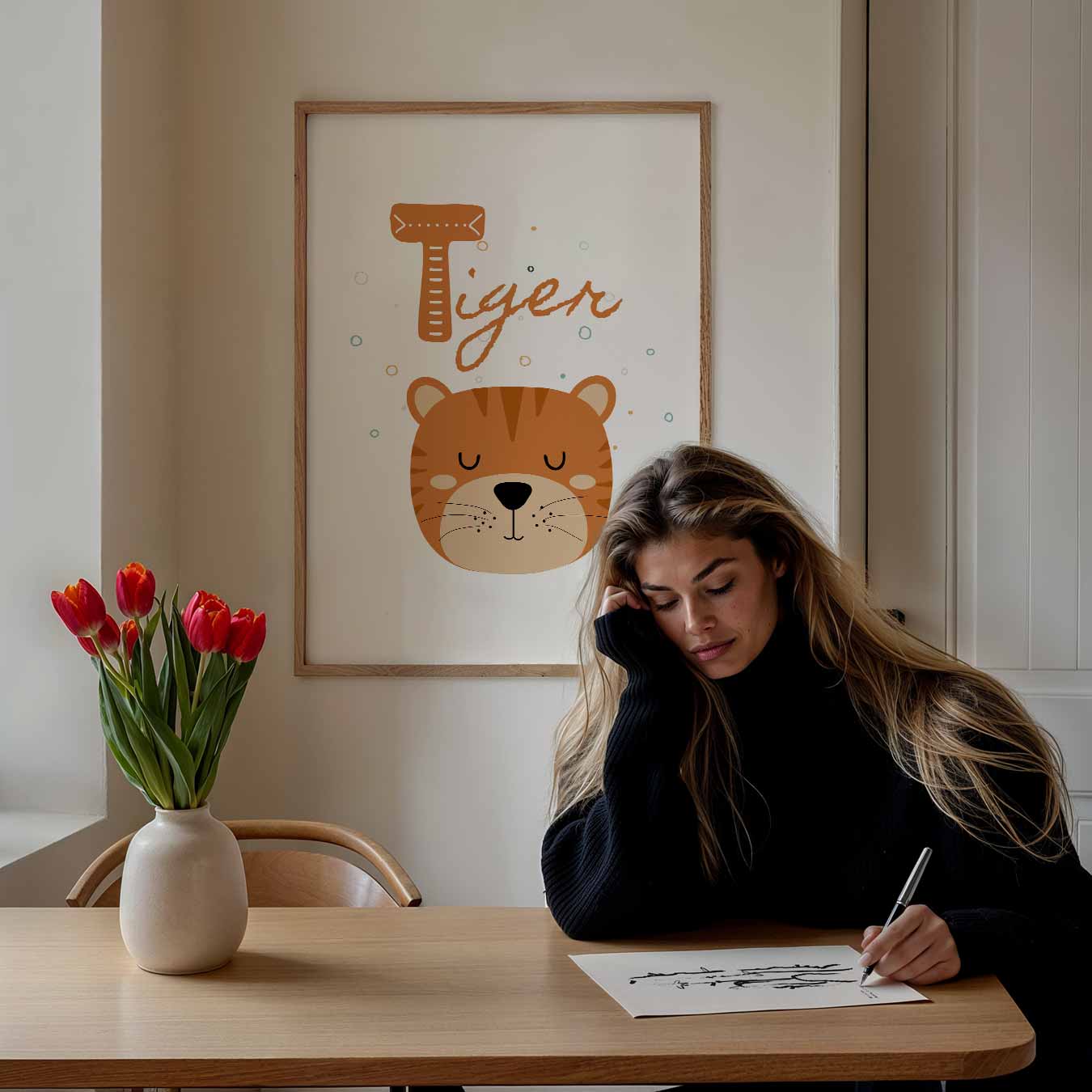 Schattige Tijger Kinderkamer Poster-WallArtistic
