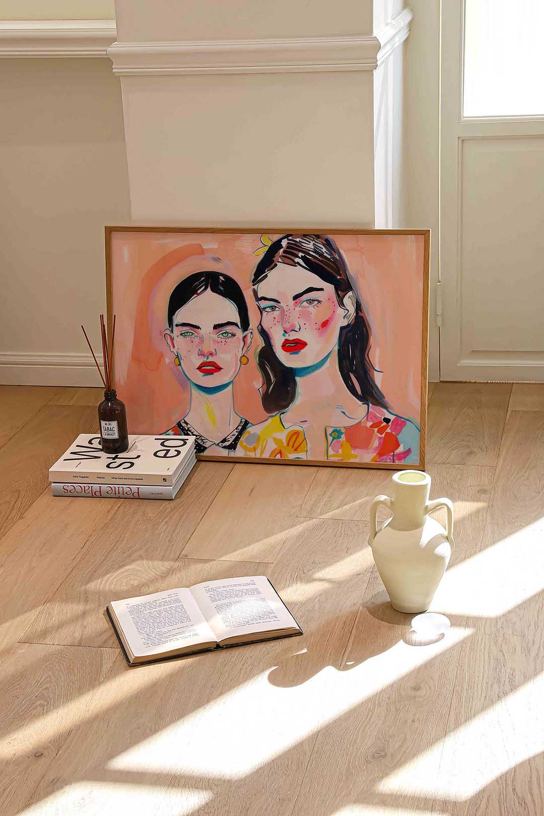 Twee vrouwen met kleurrijke kleding Poster