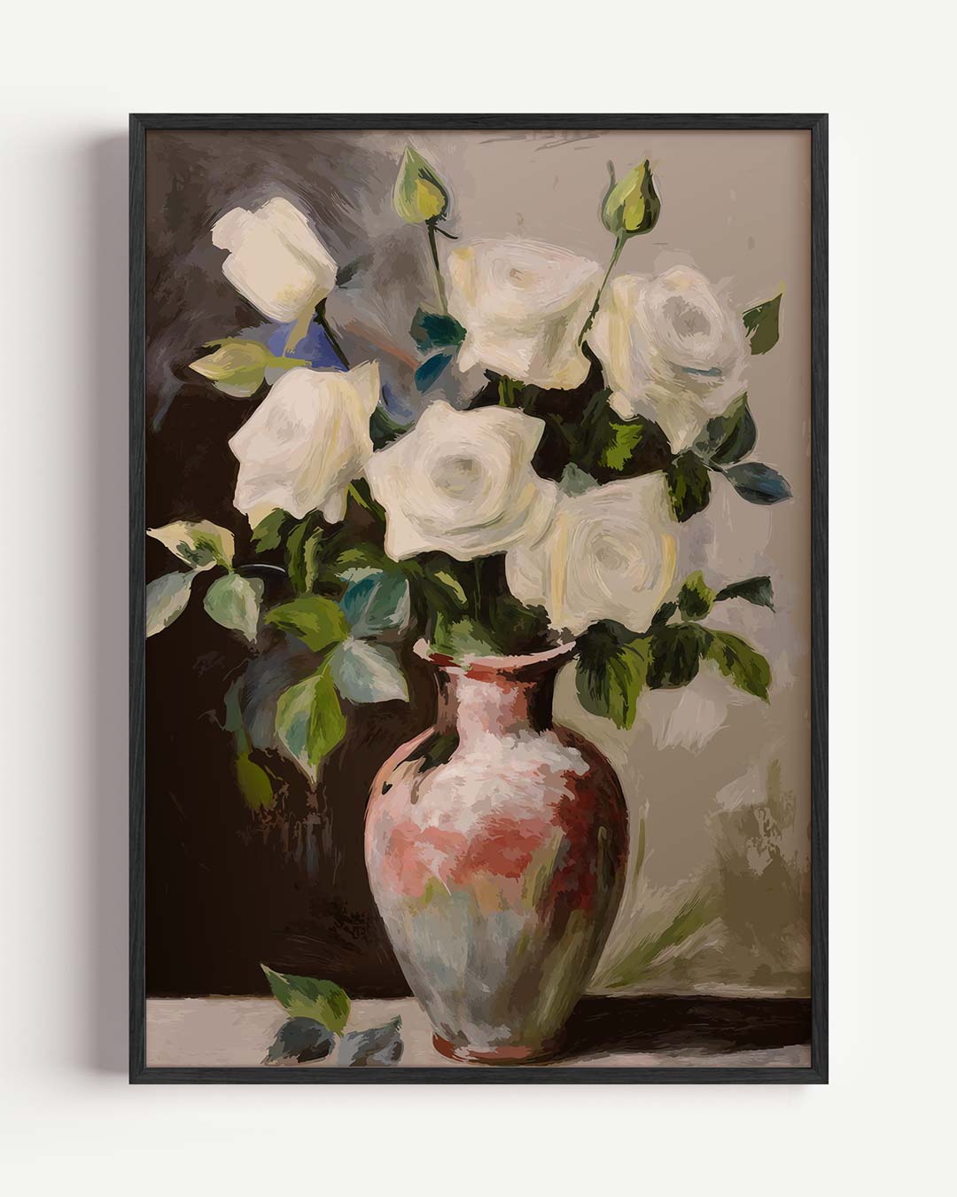 Elegante Witte Rozen Poster-WallArtistic