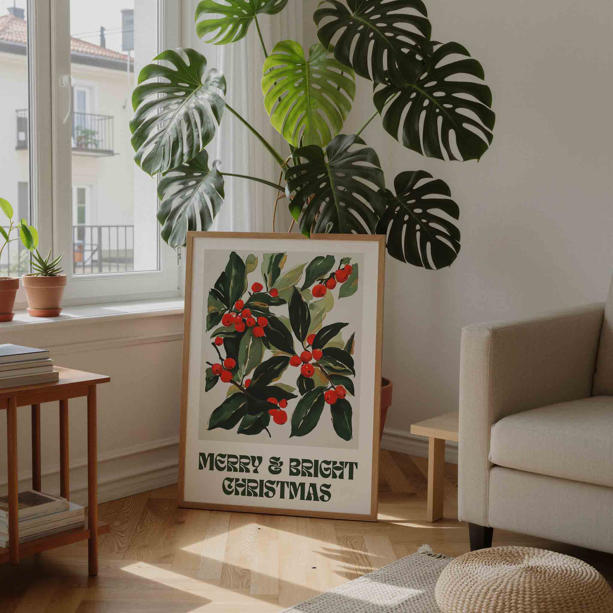 Groene bladeren en rode bessen Poster