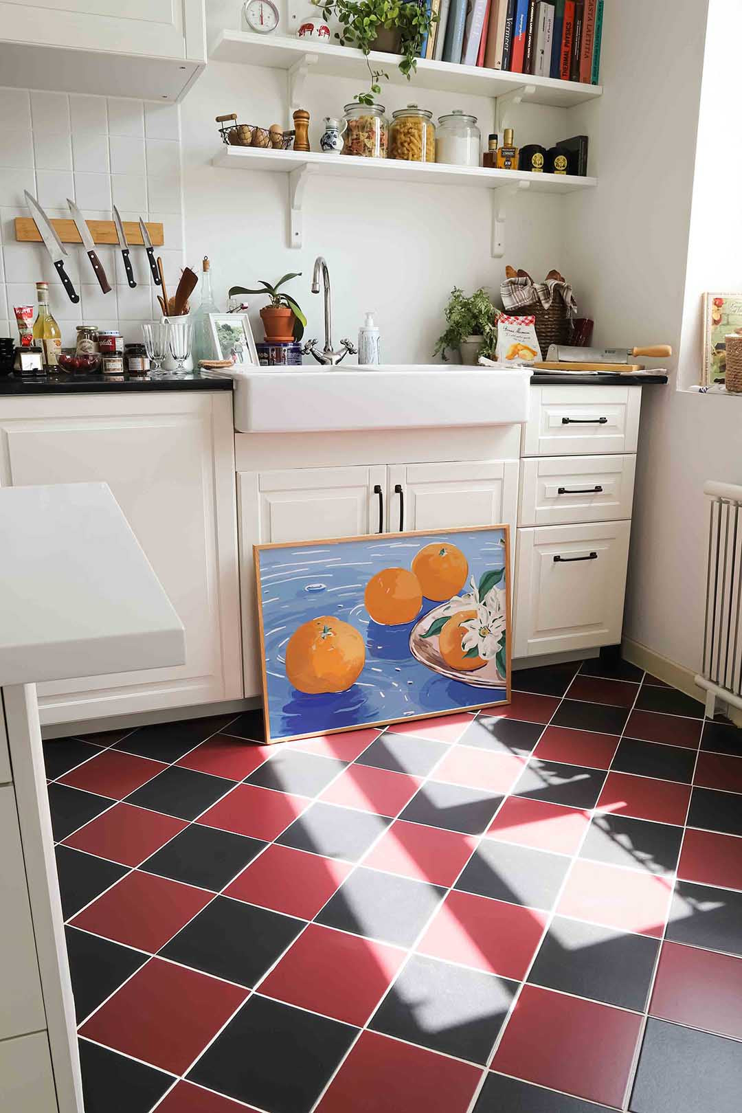 Sinaasappels op blauw Poster