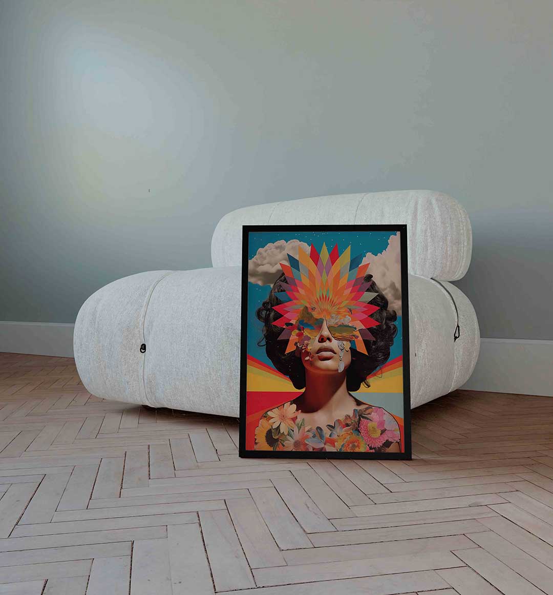 Vrouw met kleurrijke zonnebril Poster