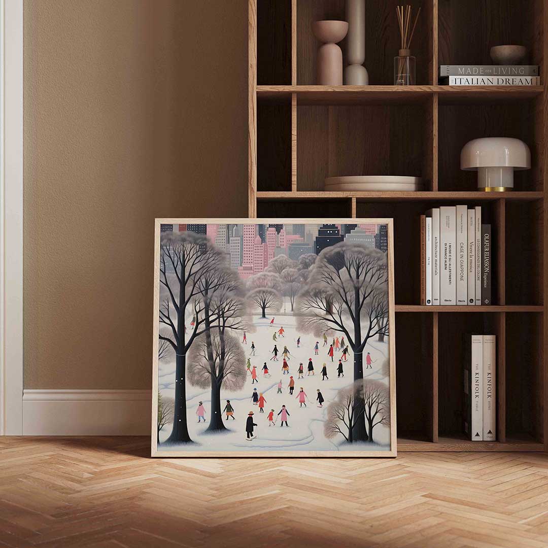 Schaatsers in park Poster