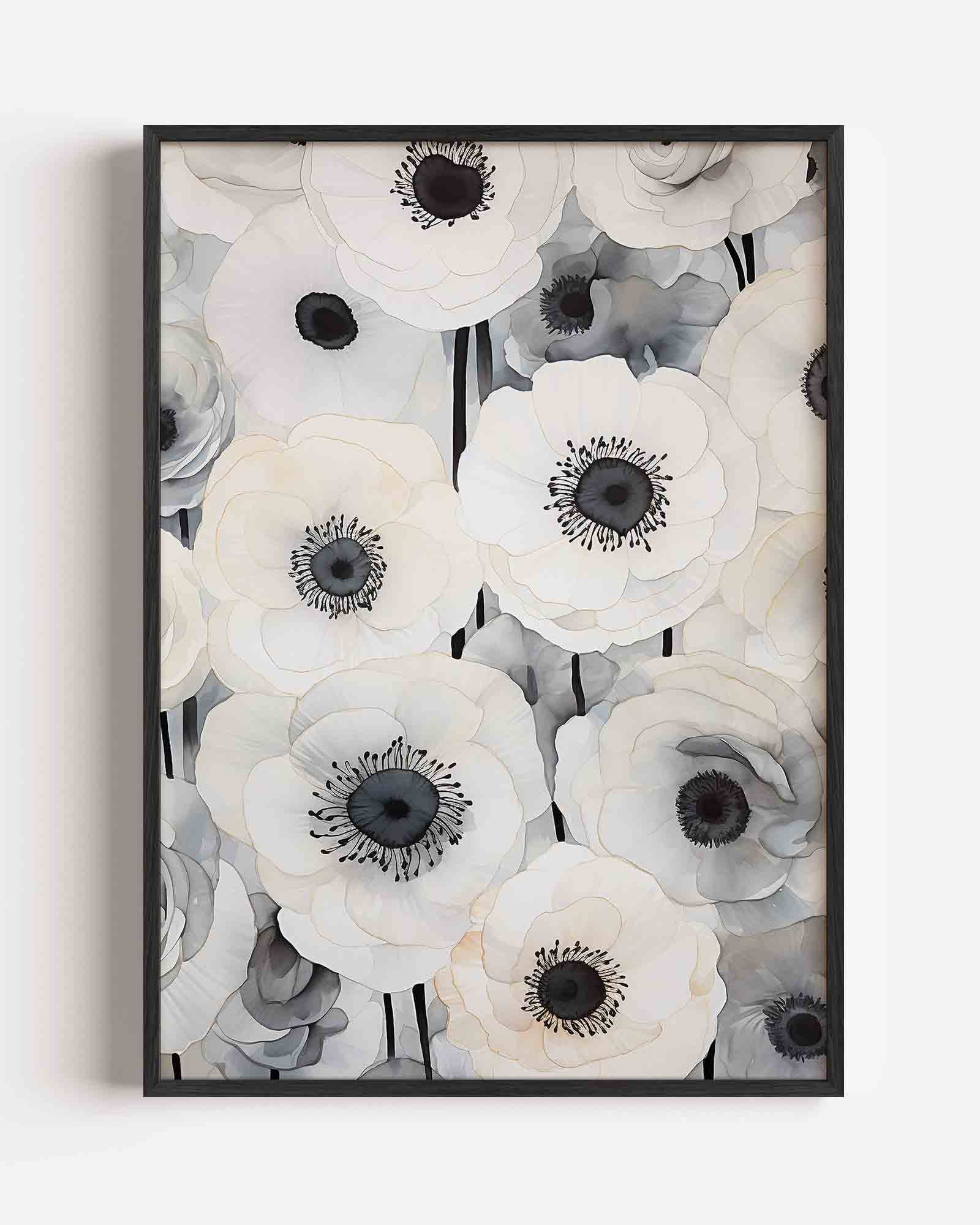 Witte bloemen Poster