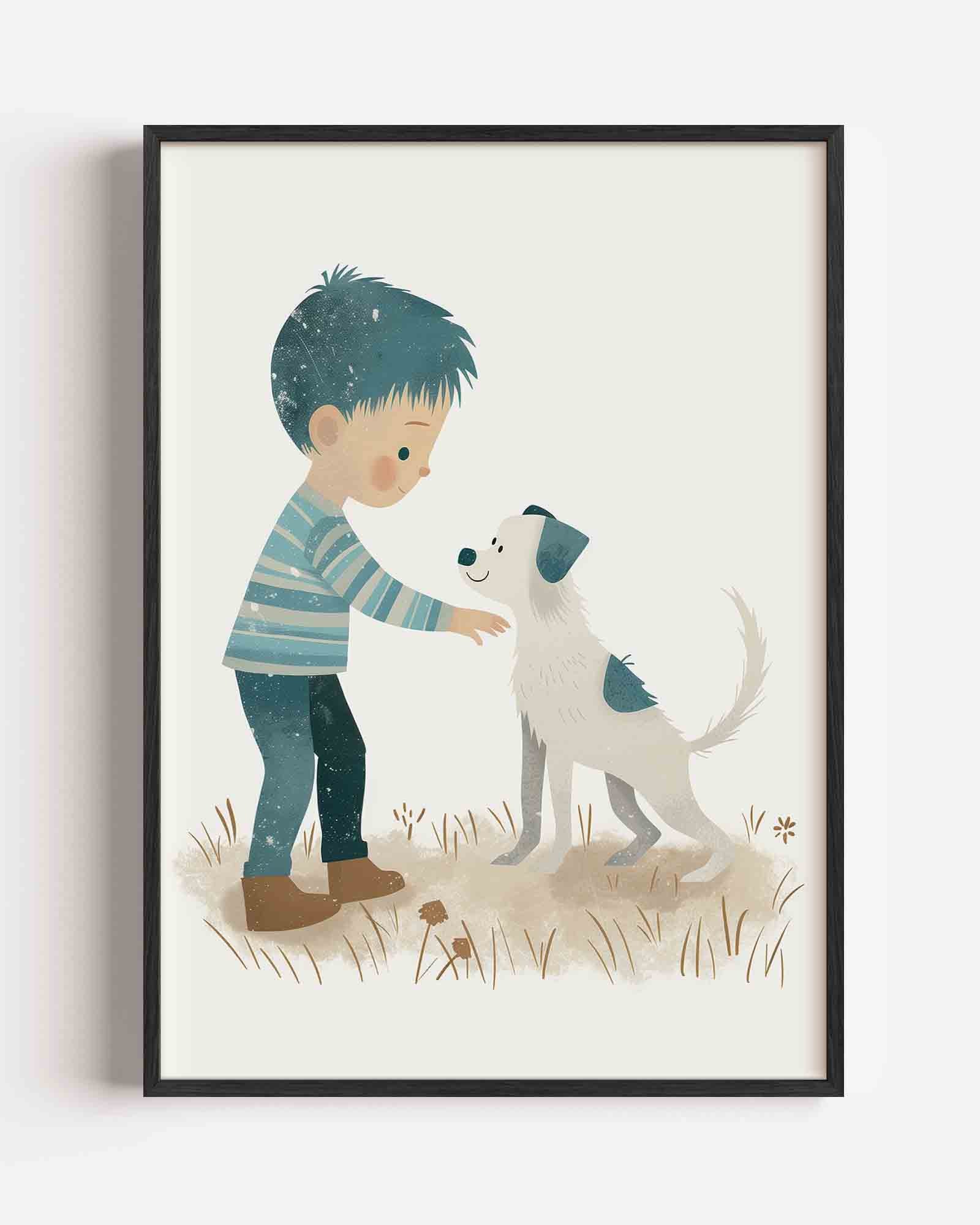 Jongen met hond Poster