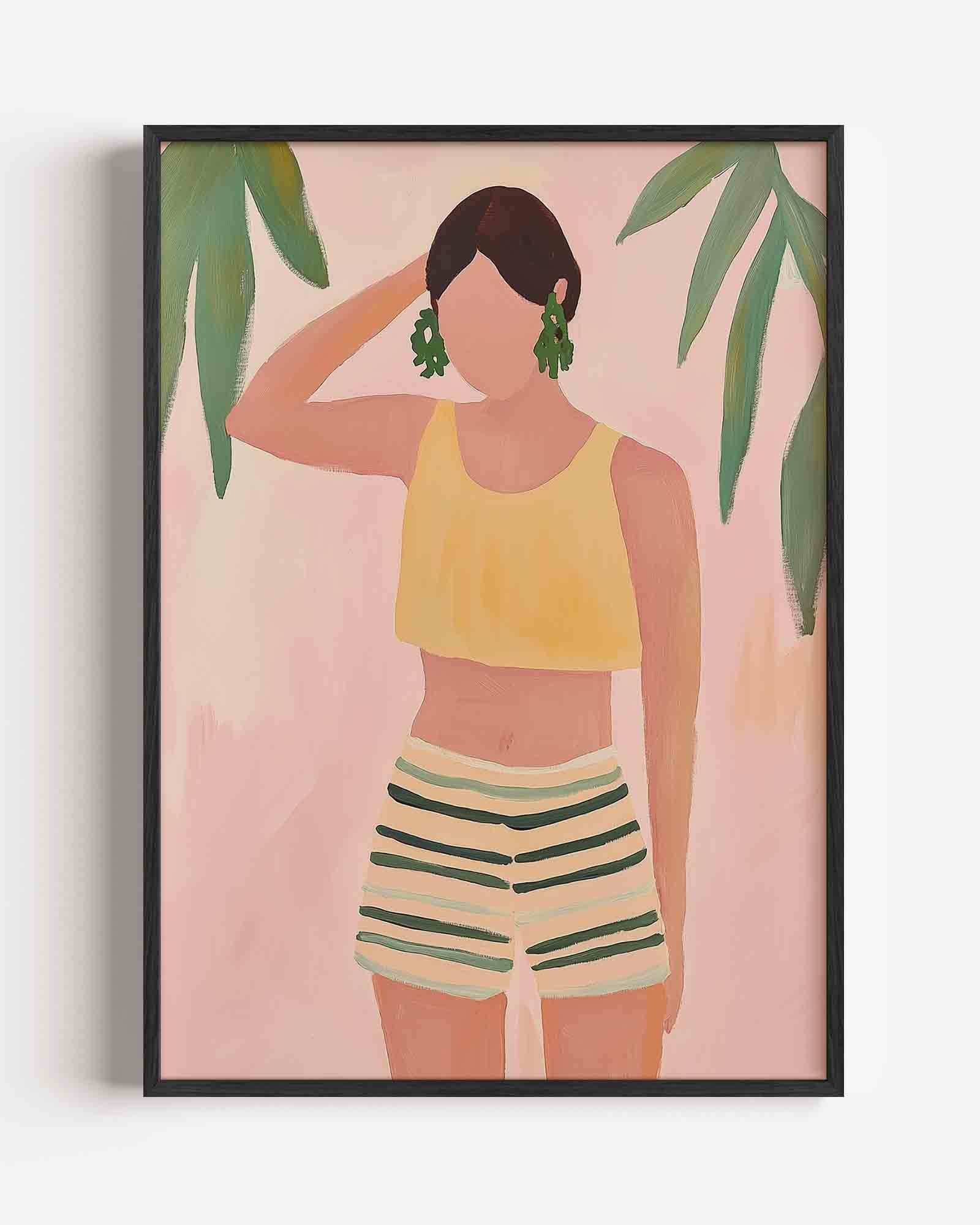 Vrouw met groene oorbellen Poster