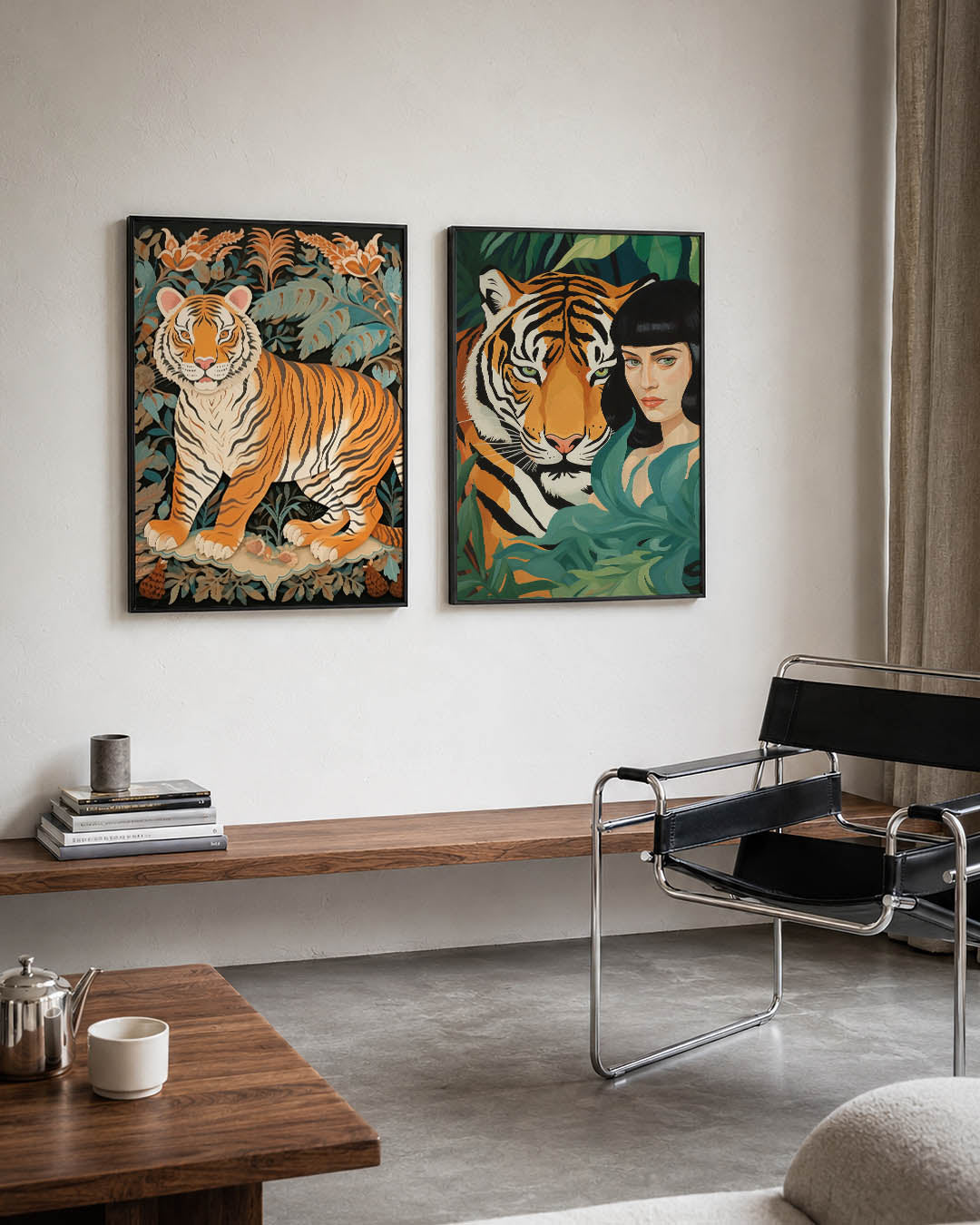 Tijger en bladeren Posterset