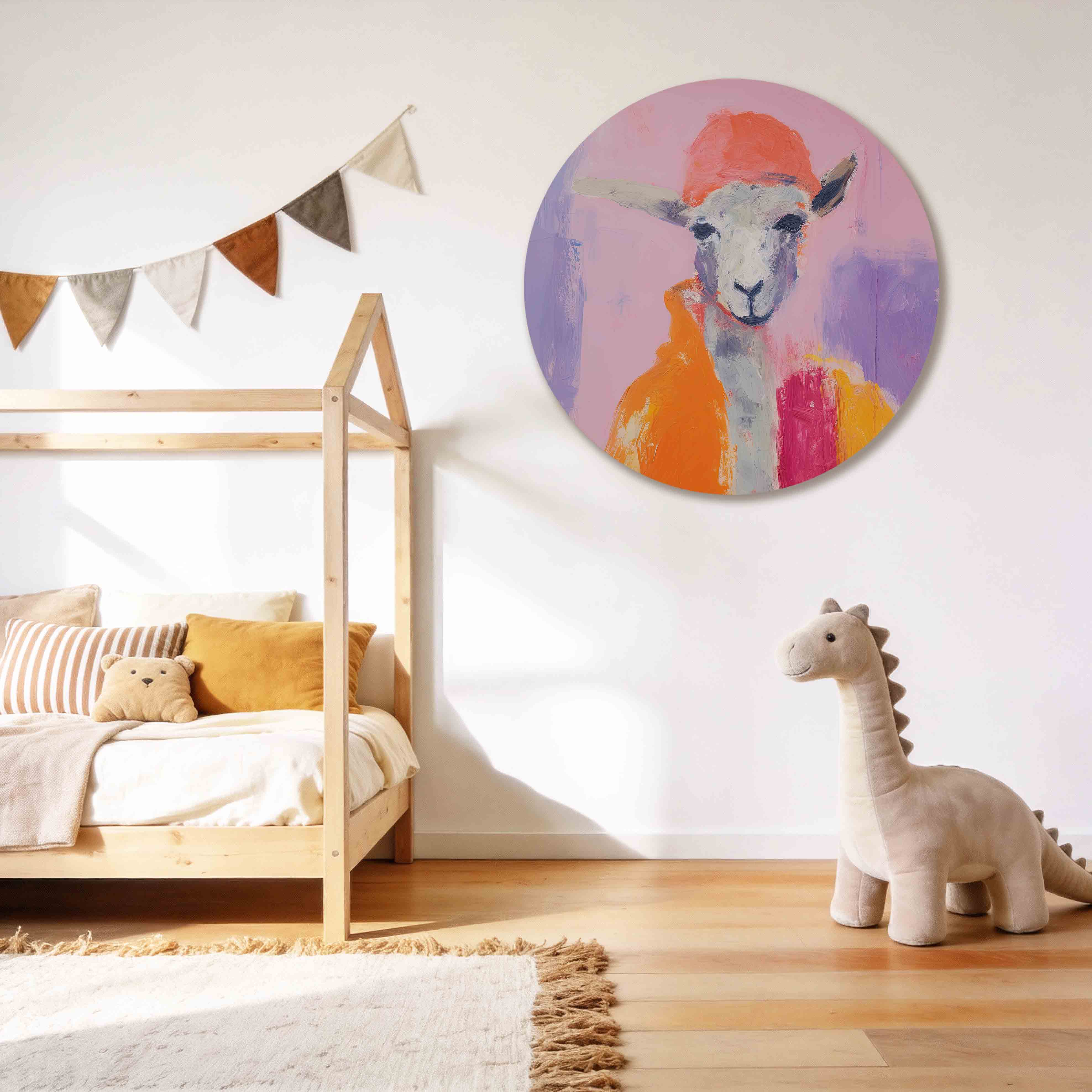 Schaap met oranje hoed Muurcirkel