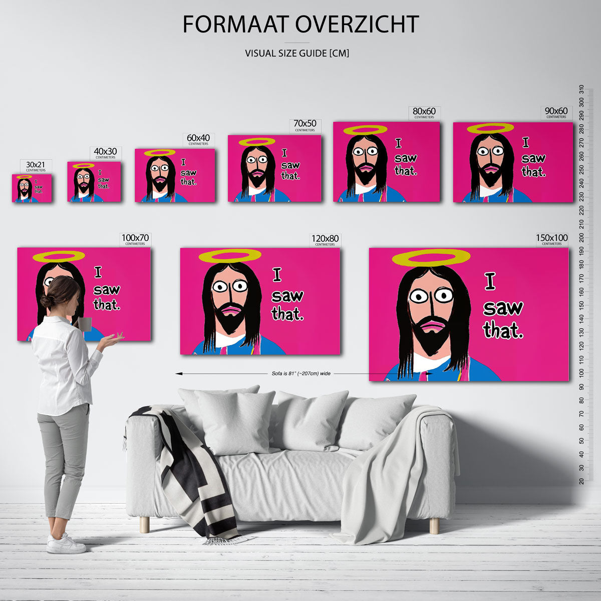 Figuur met gele halo Poster