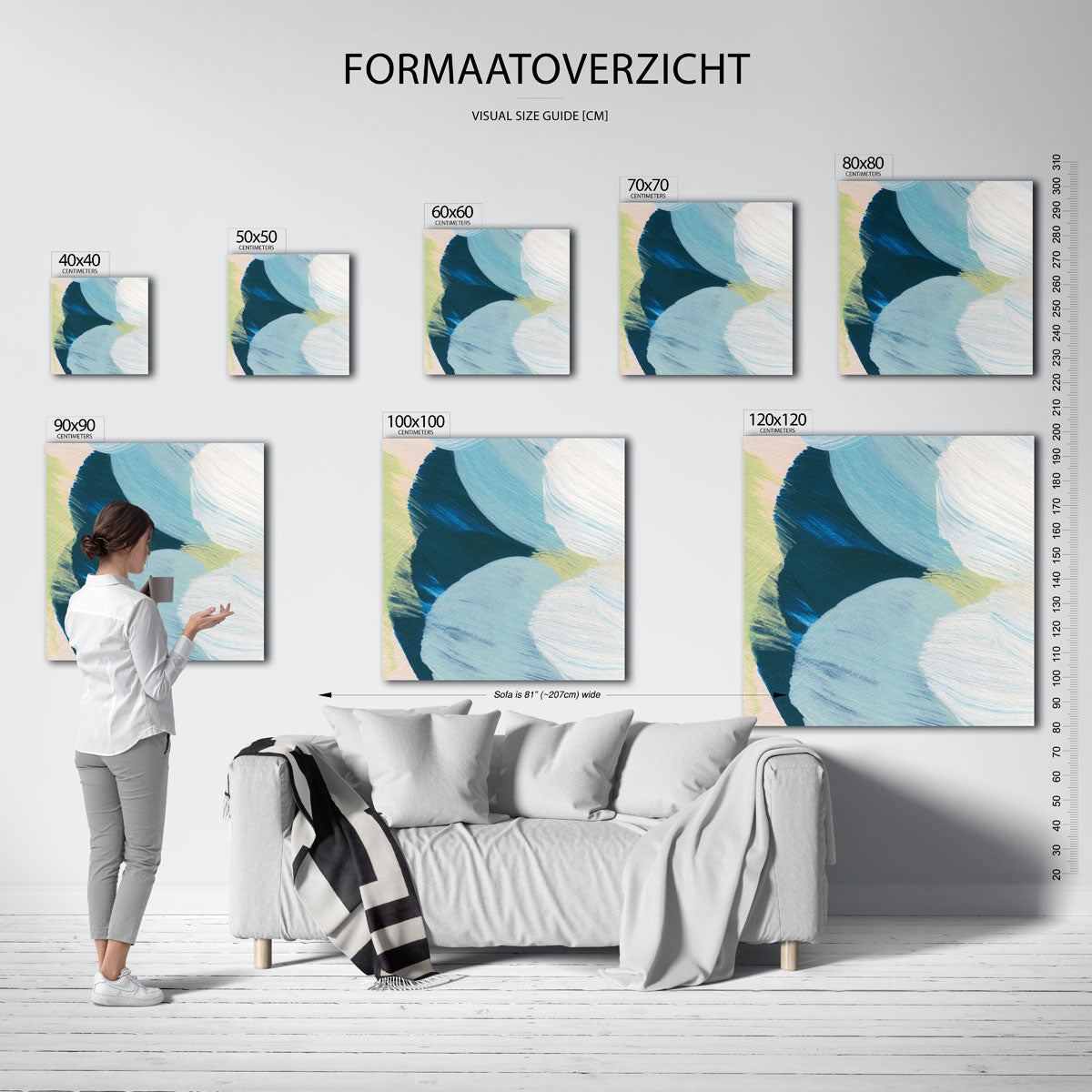 Abstracte blauwe vormen Poster