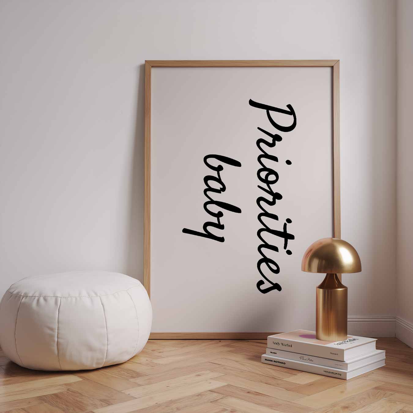 Priorities Baby Spreuk Poster-WallArtistic