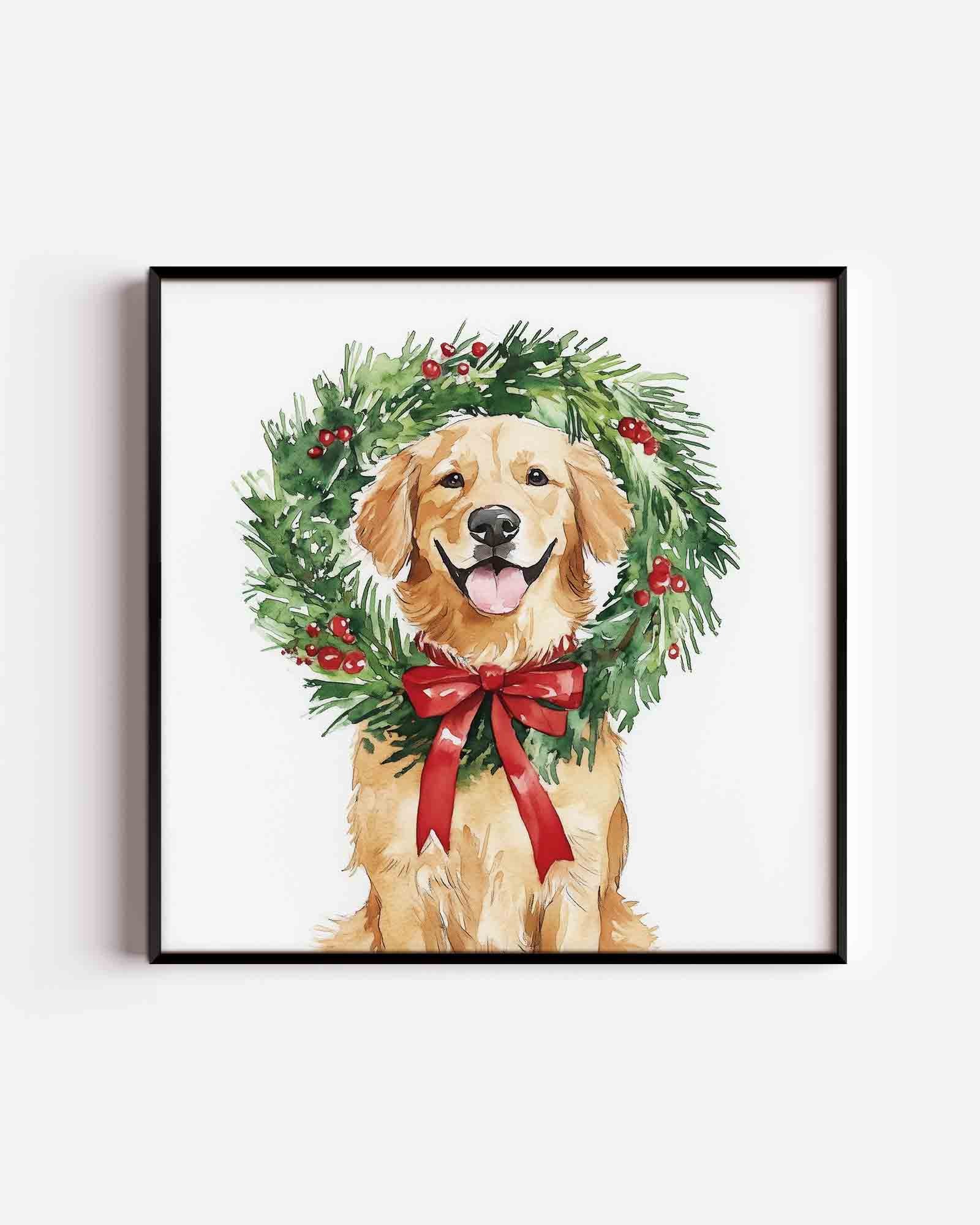 Hond met krans Poster