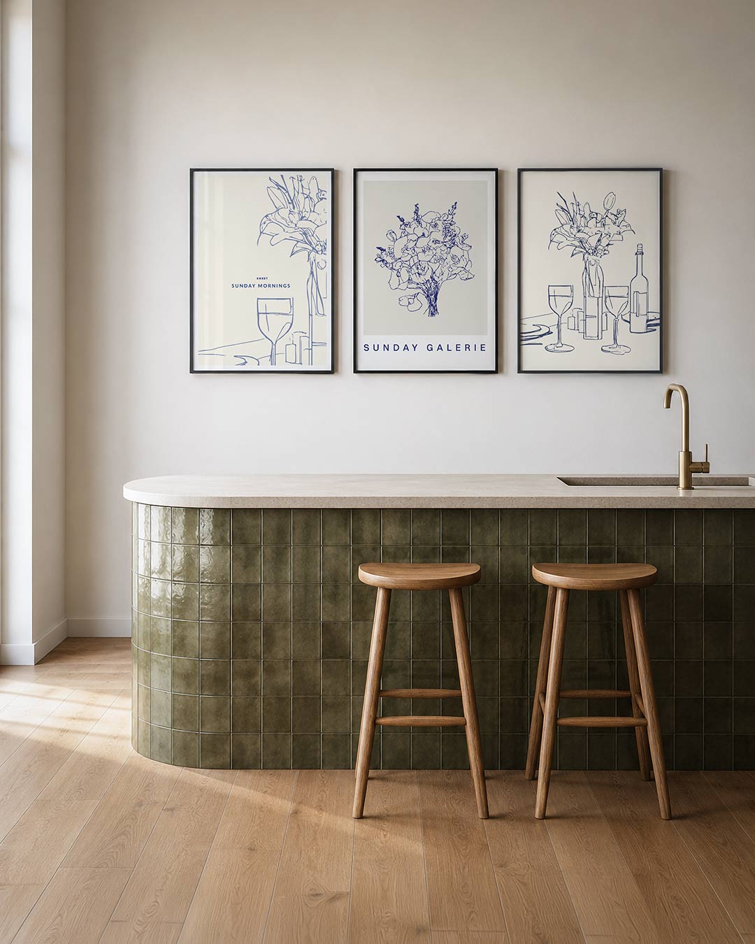 Lijnen en bloemen Posterset