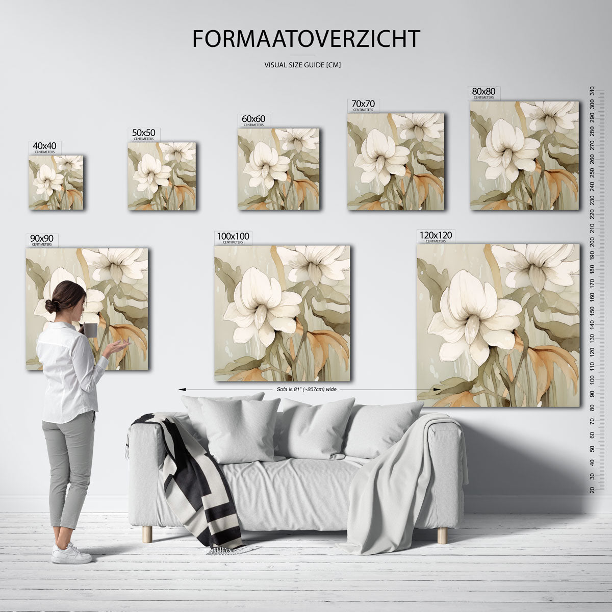 Witte bloemen Poster