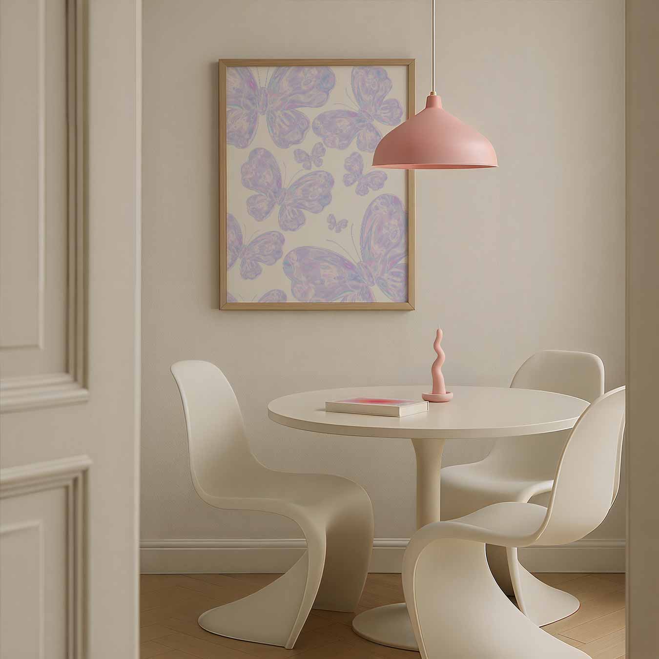 Vlinders in Pasteltinten Poster-WallArtistic