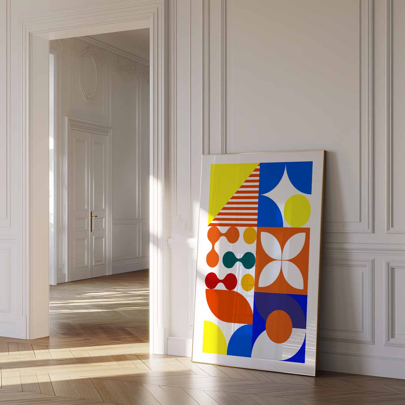 Vrolijke Geometrische Kunstposter-WallArtistic
