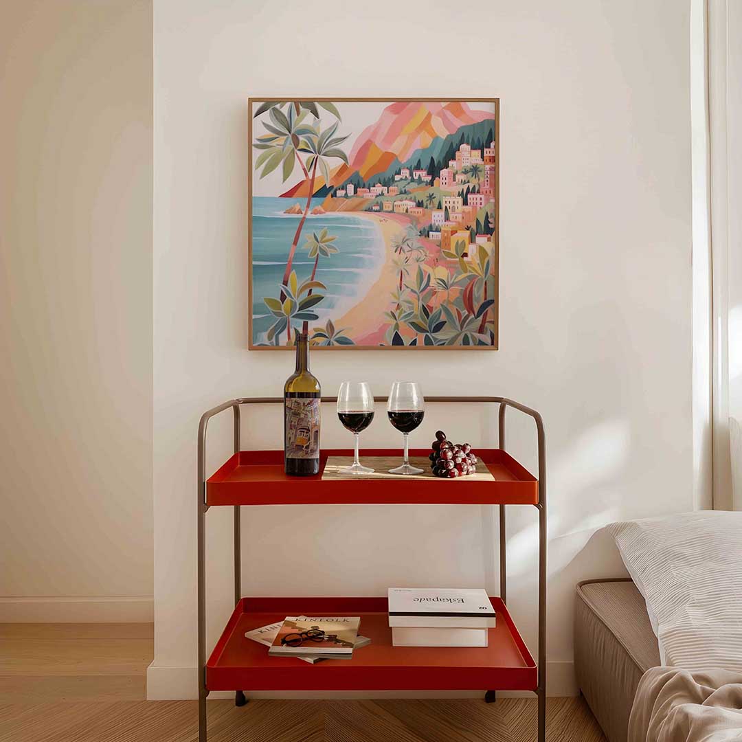 Kustlandschap met palmbomen Poster
