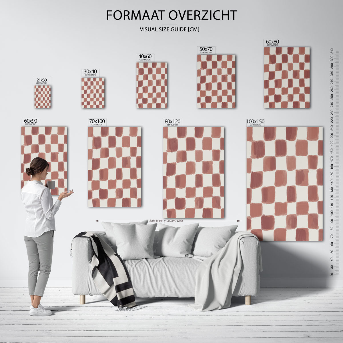 Geruite beige Poster