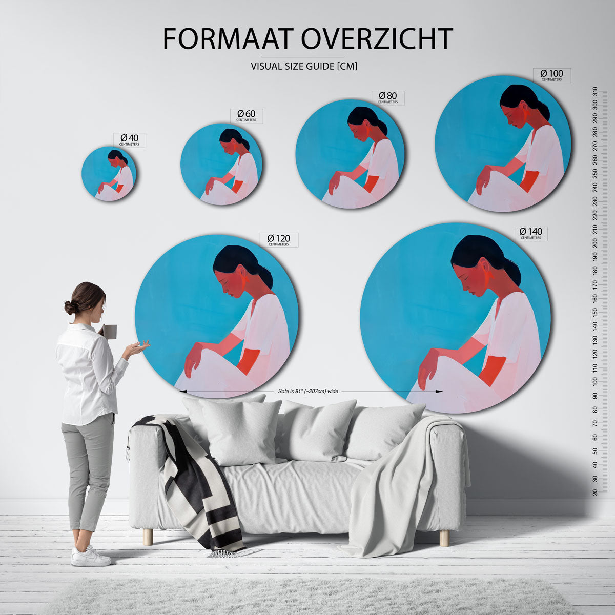 Vrouw in profiel Muurcirkel