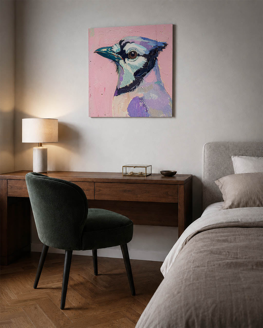 Vogelsilhouet in pastel Kunstwerk