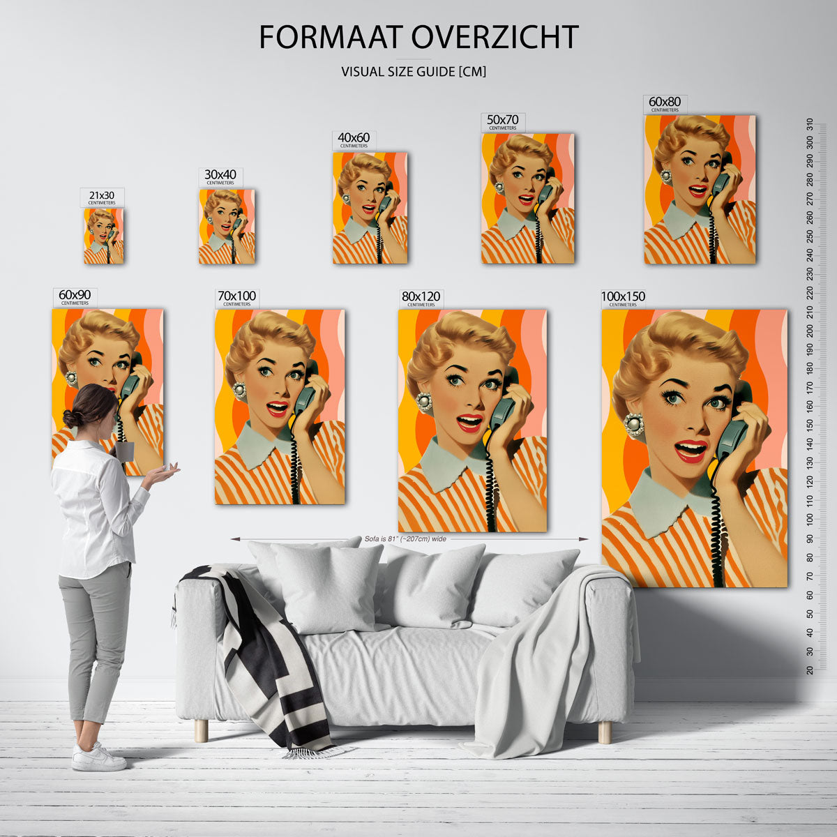 Vrouw met telefoon Poster
