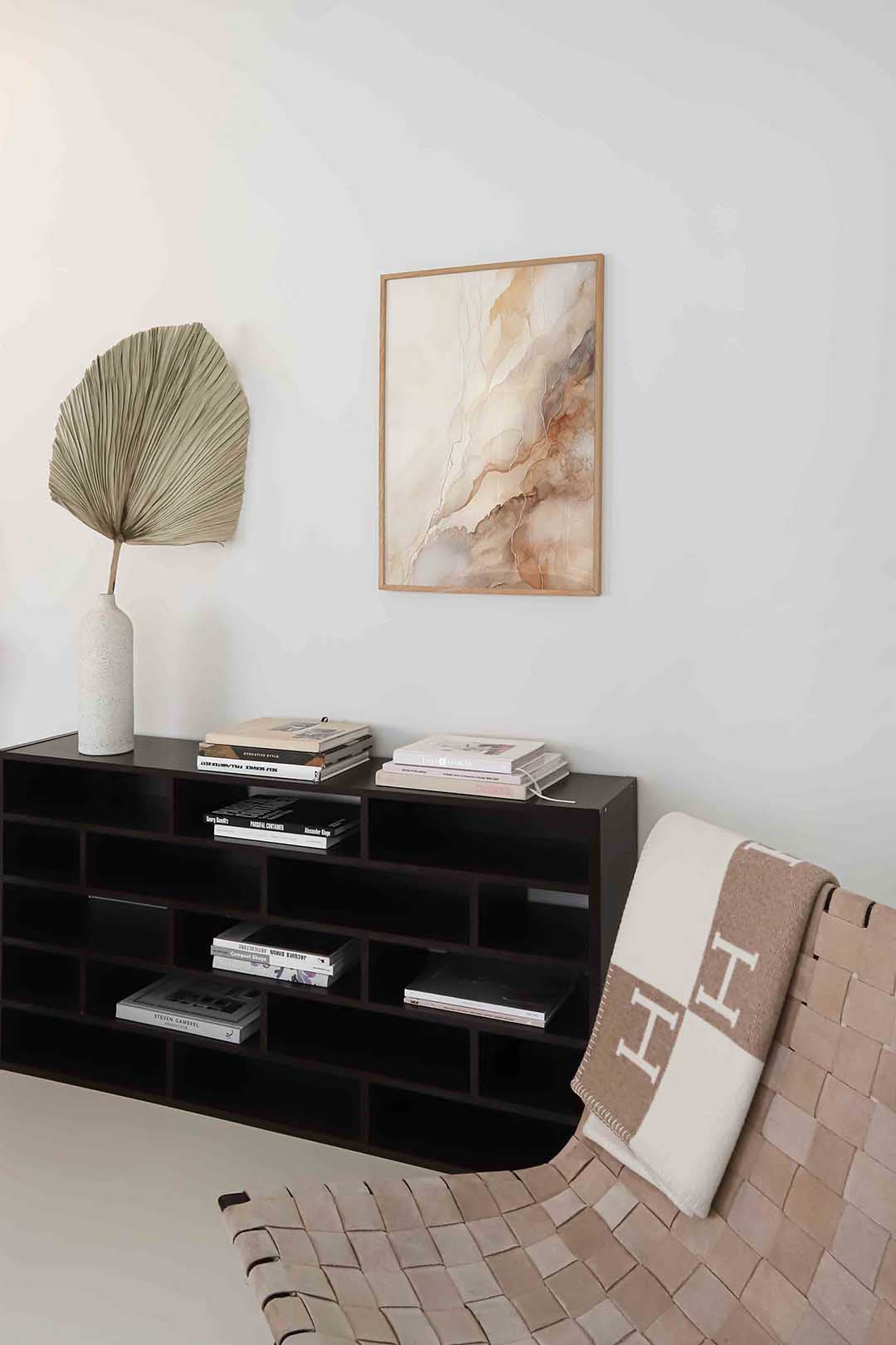 Abstracte beige en bruine lijnen Poster