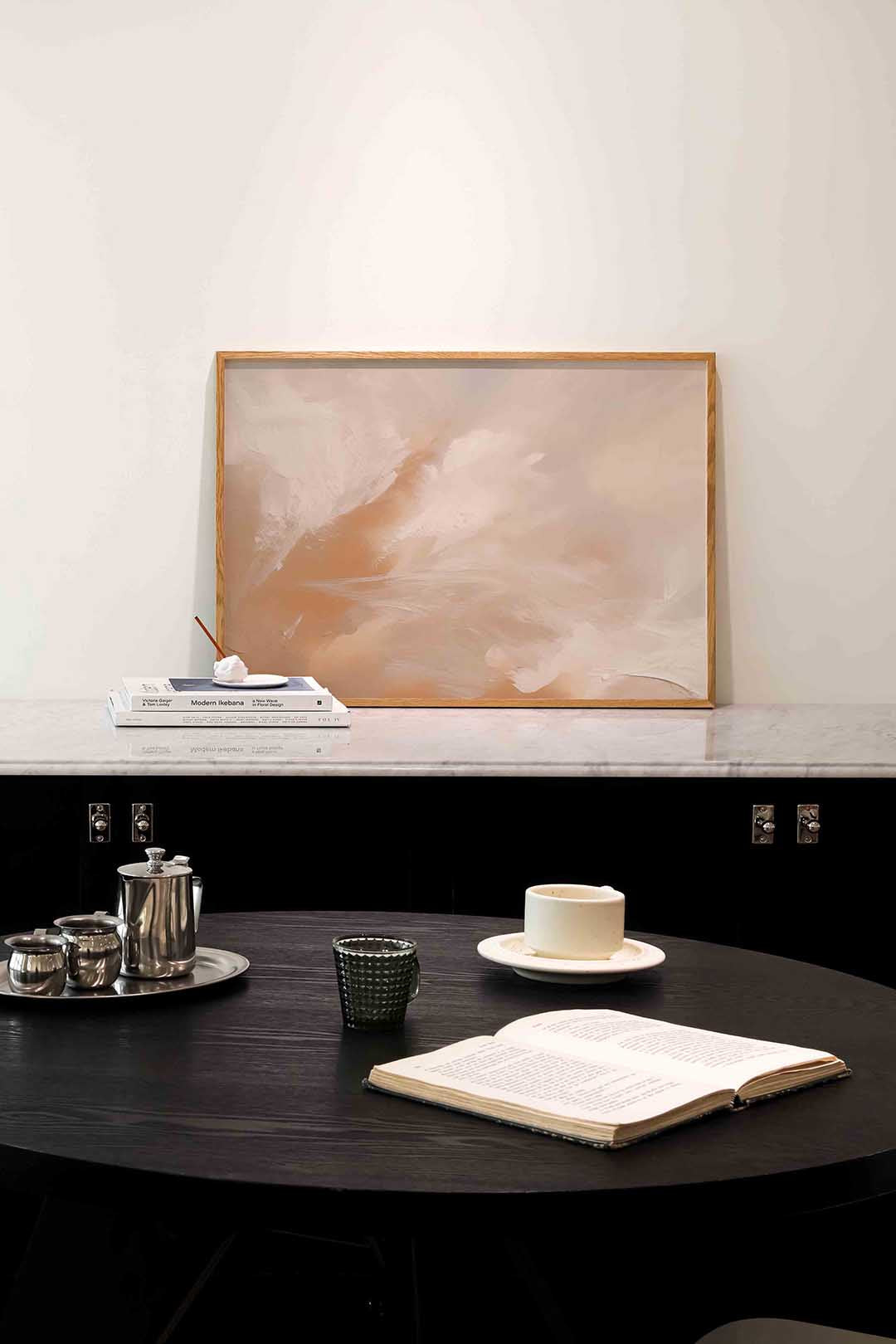 Abstracte beige en witte Poster