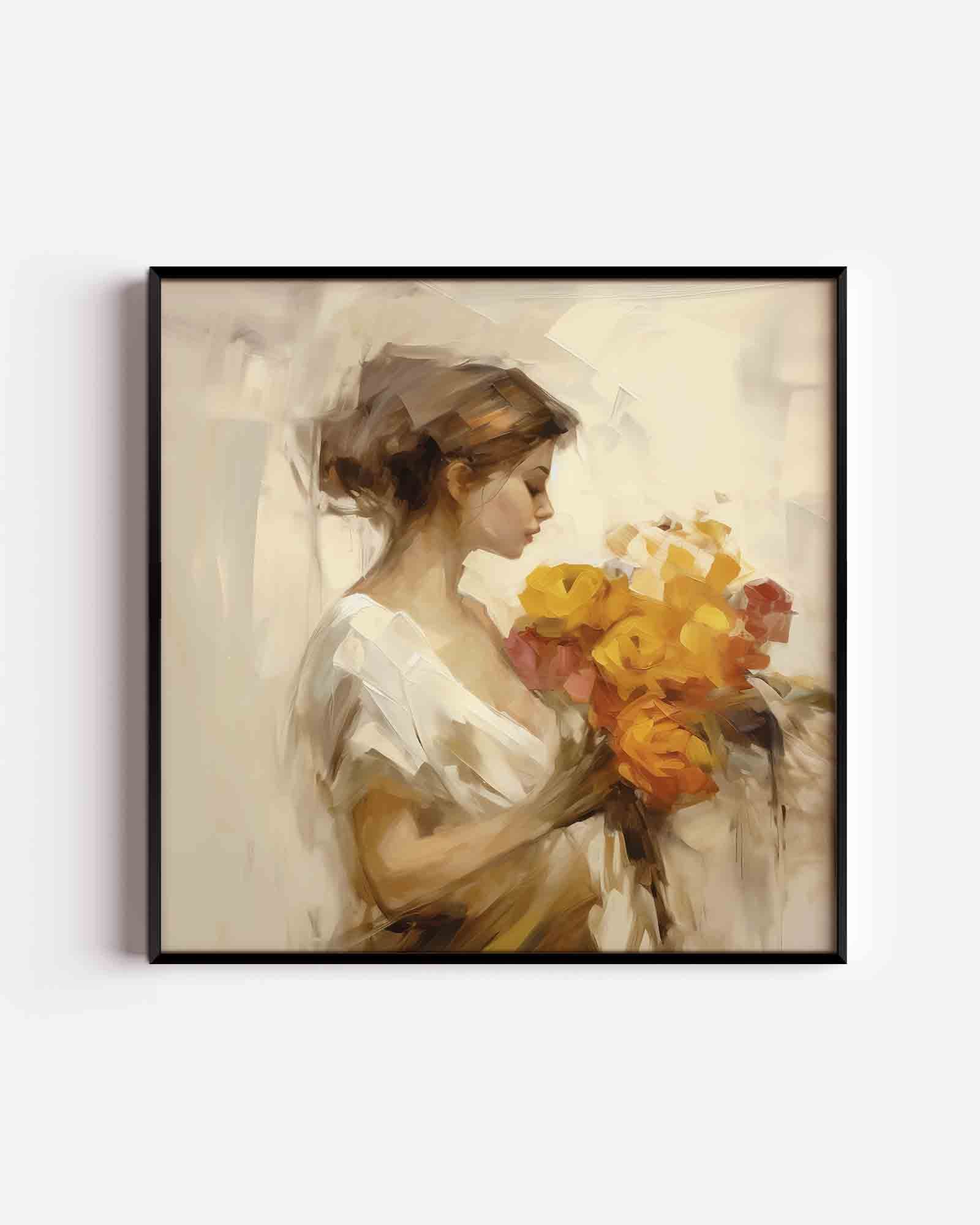 Vrouw met bloemen Poster