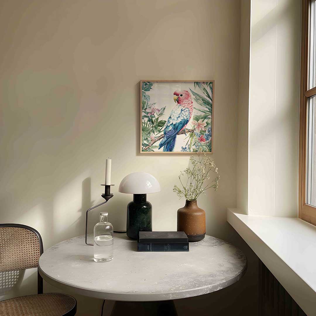 Papegaai en bloemen Poster