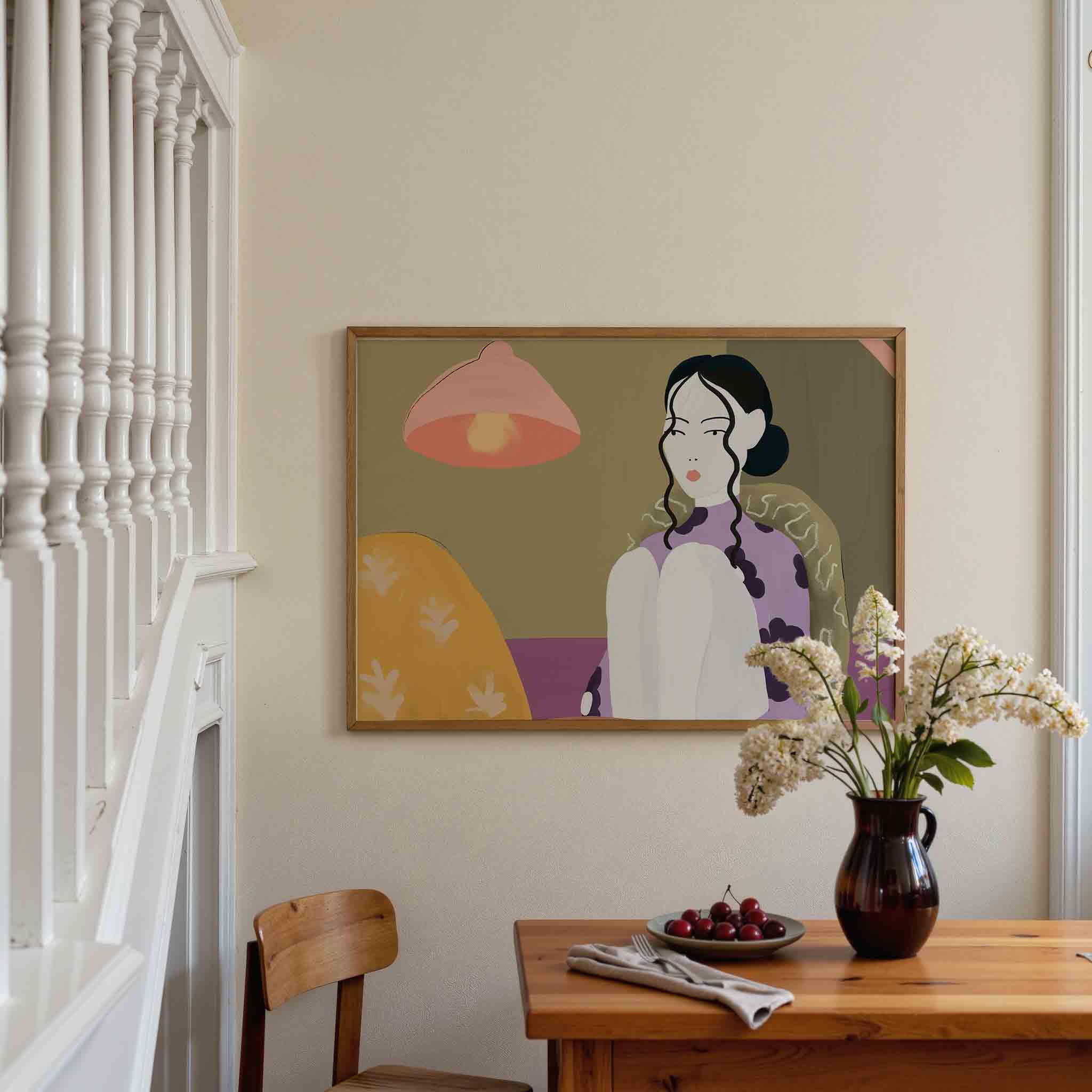 Vrouw met lamp Poster