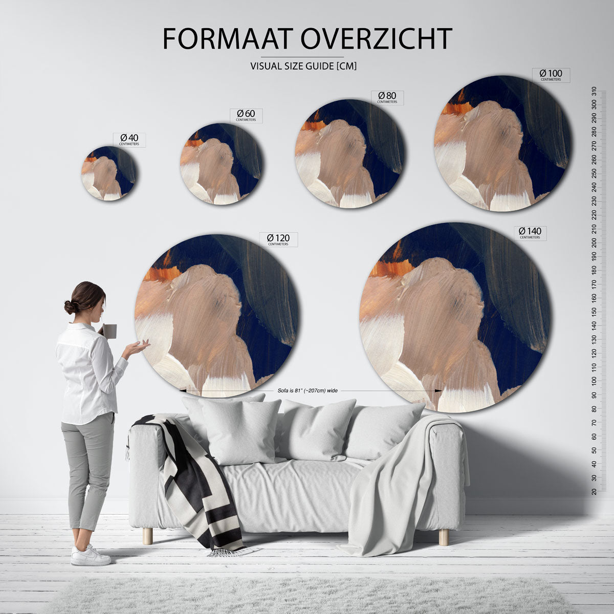 Abstracte penseelstreken Muurcirkel