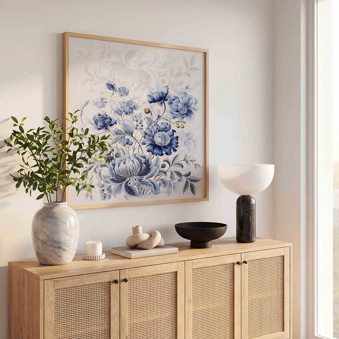 Blauwe bloemen Poster